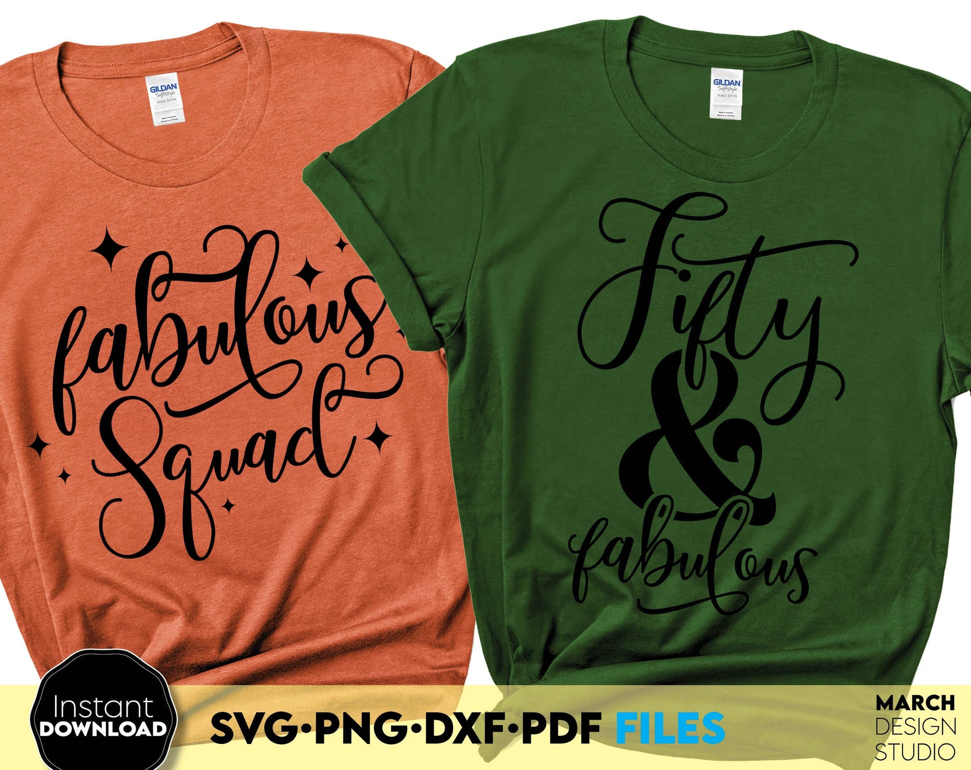 Fifty and fabulous shirt design for Your 50th Birthday shirts design. SVG PNG DXF PDF files included. Compatible with Cricut, Silhouette or other equipment. Cut from vinyl, use for sublimation or laser cut projects. Buy now for a good price and enjoy