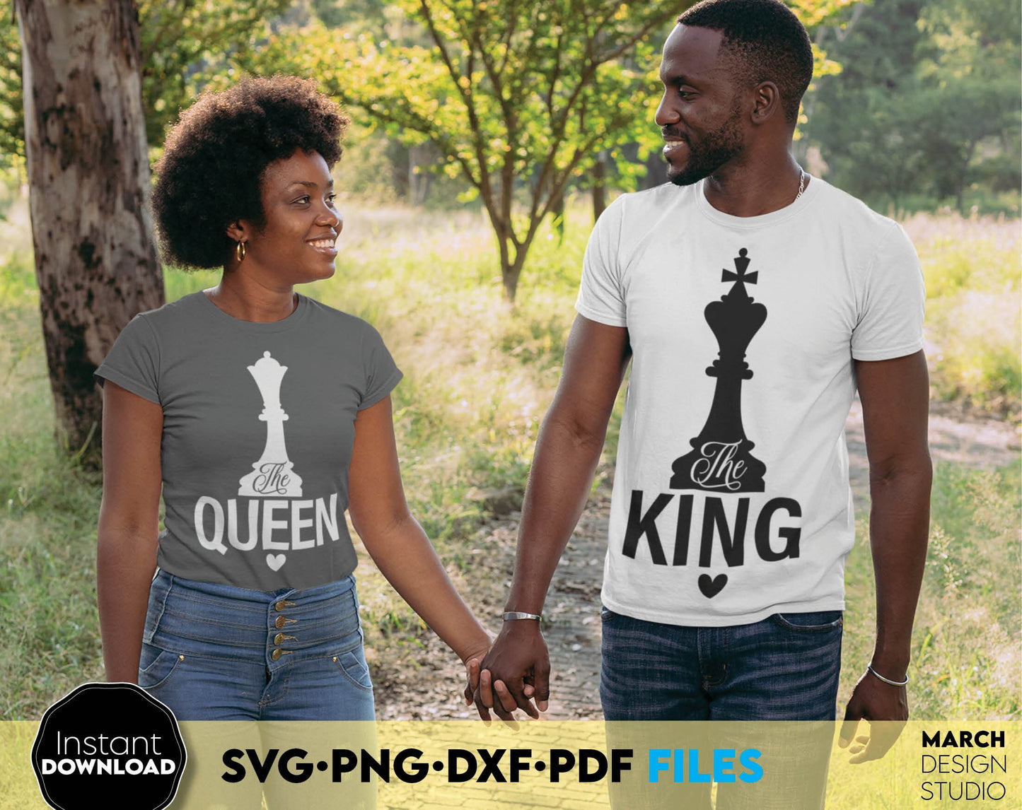 King and Queen Couple Shirts designs, you can use them to surprise and delight your loved ones in an important event.
King and Queen files allow you to use designs for your projects with Cricut, Silhouette or use as laser cut files. Buy now and enjoy