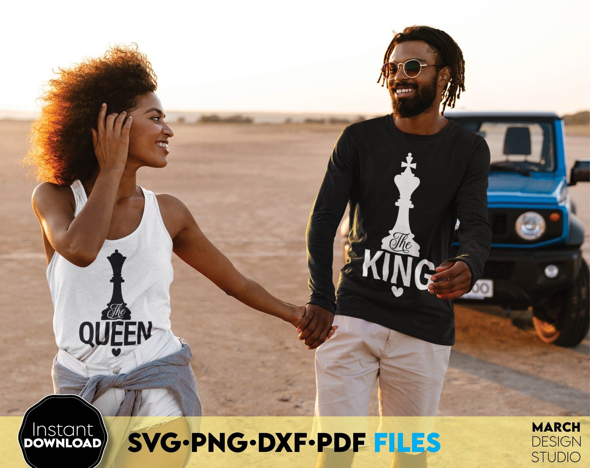 King and Queen Couple Shirts designs, you can use them to surprise and delight your loved ones in an important event.
King and Queen files allow you to use designs for your projects with Cricut, Silhouette or use as laser cut files. Buy now and enjoy