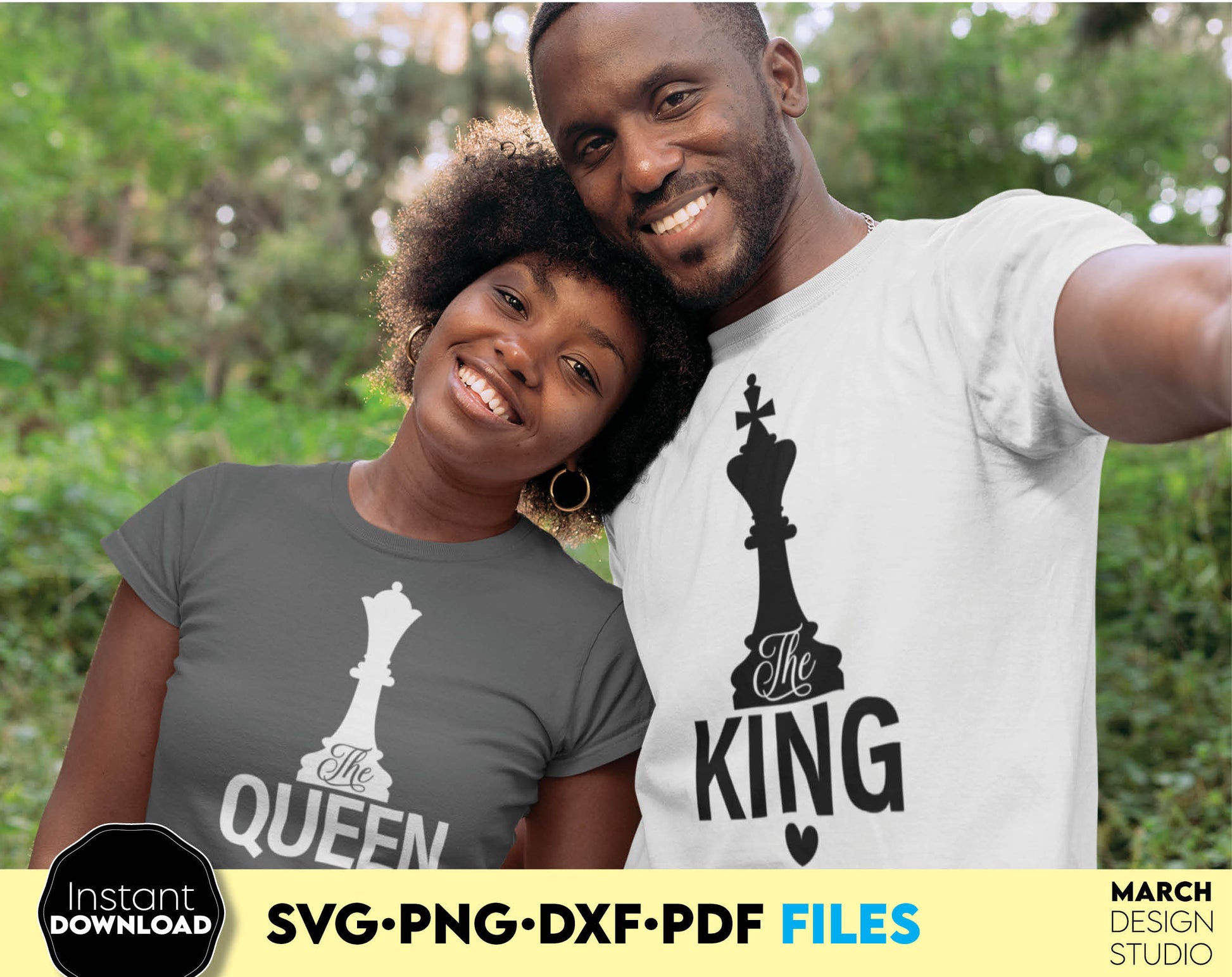 King and Queen Couple Shirts designs, you can use them to surprise and delight your loved ones in an important event.
King and Queen files allow you to use designs for your projects with Cricut, Silhouette or use as laser cut files. Buy now and enjoy