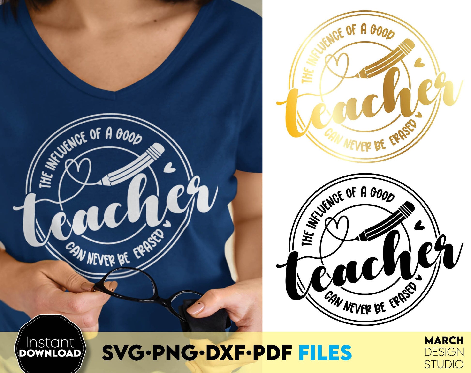 Influence of a good teacher gift idea. SVG PNG DXF PDF files for cricut, silhouette or other equipment. Cut from vinyl, use for sublimation or laser cut / grave projects. Buy now for a good price and enjoy Your favorite teacher.