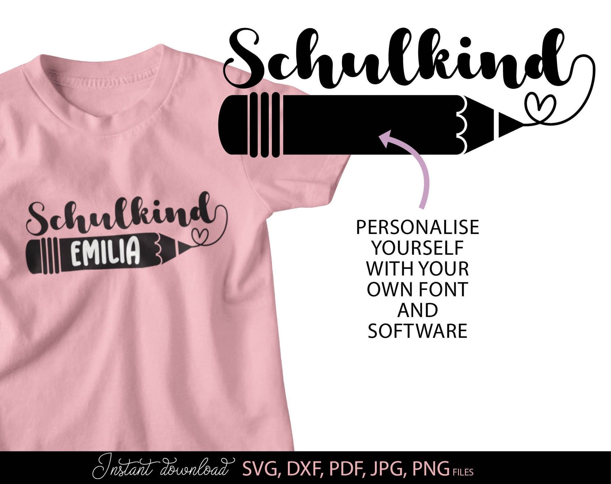 German Schulkind Plotterdatei bundle. SVG DXF PDF JPG PNG files included. Compatible With Cricut, Silhouette Studio, sublimation printers or other equipment. Cut from vinyl, use for sublimation or laser cut or grave projects. Buy now and enjoy!