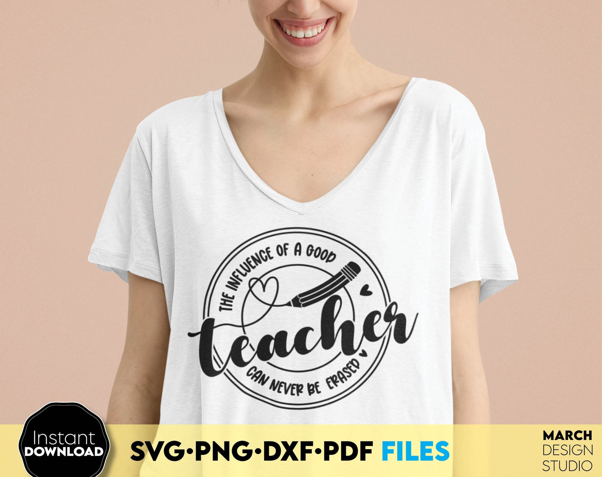 Influence of a good teacher gift idea. SVG PNG DXF PDF files for cricut, silhouette or other equipment. Cut from vinyl, use for sublimation or laser cut / grave projects. Buy now for a good price and enjoy Your favorite teacher.