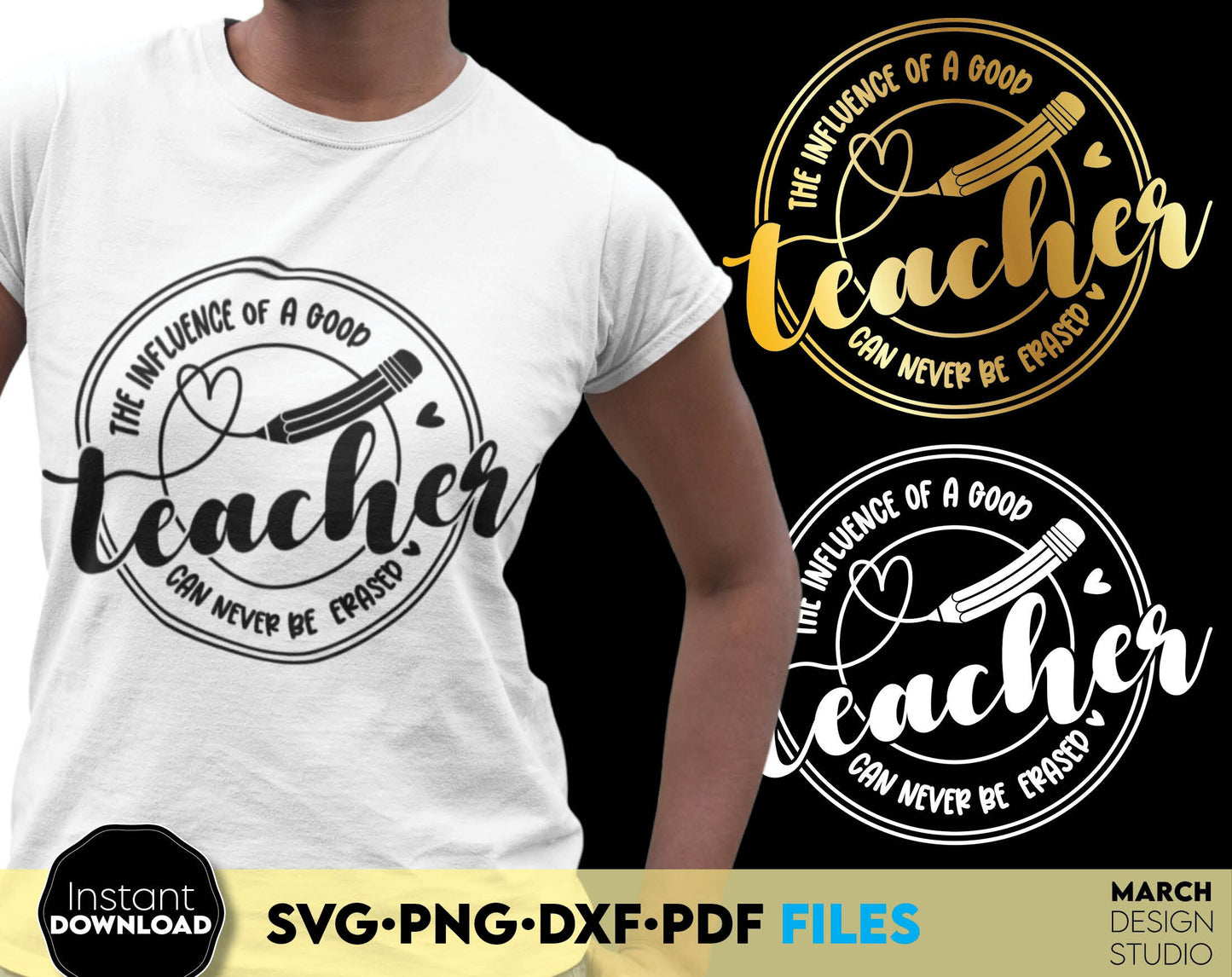 Influence of a good teacher gift idea. SVG PNG DXF PDF files for cricut, silhouette or other equipment. Cut from vinyl, use for sublimation or laser cut / grave projects. Buy now for a good price and enjoy Your favorite teacher.