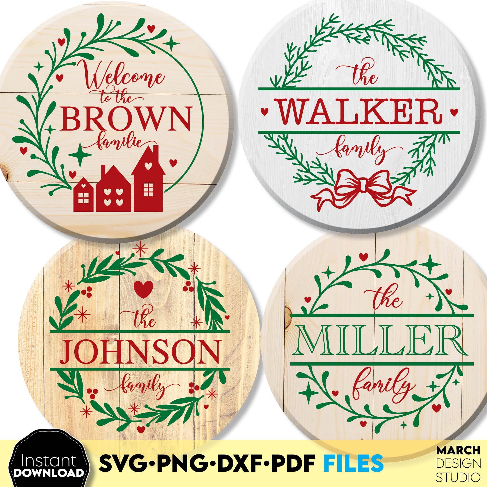 This Christmas monogram frame bundle you can use for Christmas gifts or home decoration ornaments. SVG, DXF, EPS, PNG files included. Use for cutting from vinyl, sublimation or laser cut projects. Compatible with Cricut, Silhouette or other. Buy now!