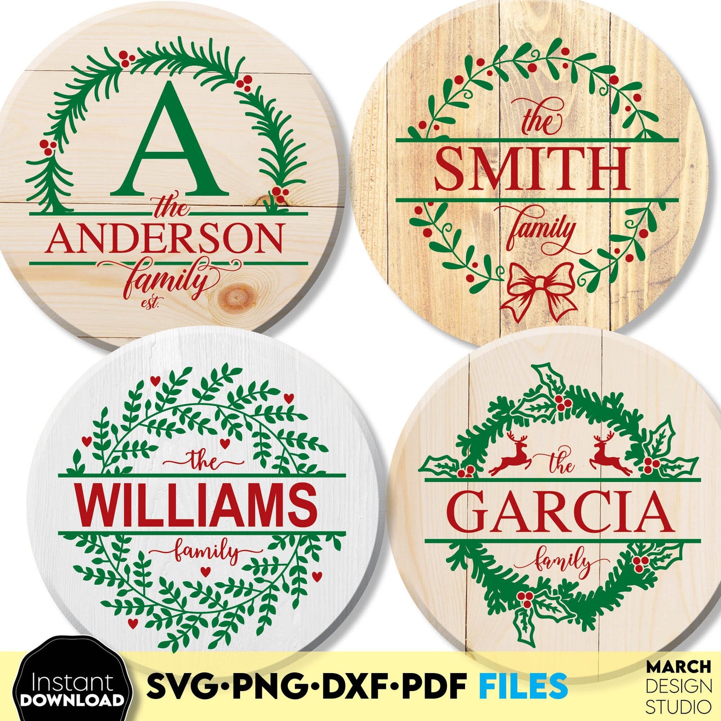 This Christmas monogram frame bundle you can use for Christmas gifts or home decoration ornaments. SVG, DXF, EPS, PNG files included. Use for cutting from vinyl, sublimation or laser cut projects. Compatible with Cricut, Silhouette or other. Buy now!