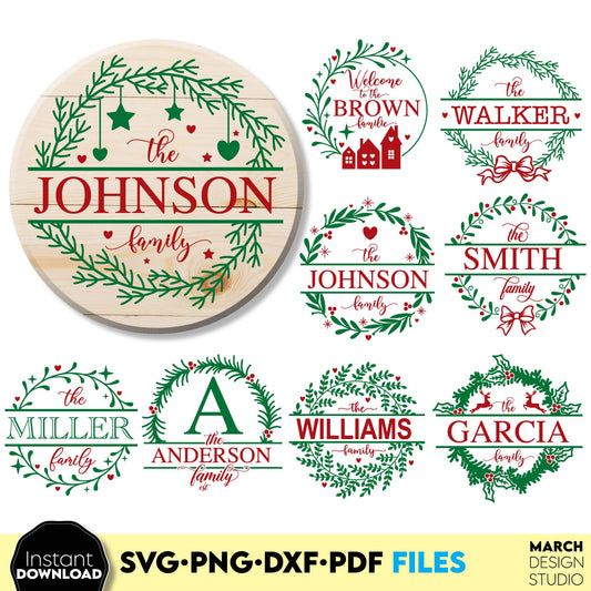 This Christmas monogram frame bundle you can use for Christmas gifts or home decoration ornaments. SVG, DXF, EPS, PNG files included. Use for cutting from vinyl, sublimation or laser cut projects. Compatible with Cricut, Silhouette or other. Buy now!