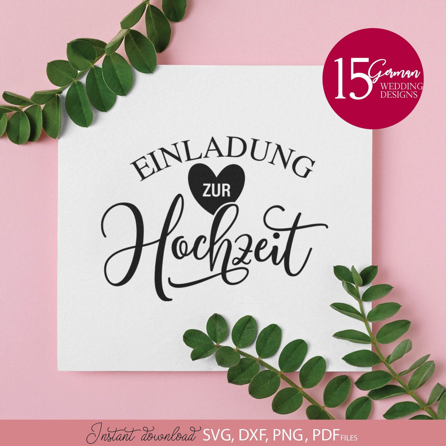 German wedding quotes Plotter File SVG PNG DXF, PDF files included. Compatible with Cricut, Silhouette and others machines. Cut from vinyl, use for sublimation or laser cut projects as well. Buy now for a good - discount price and enjoy!