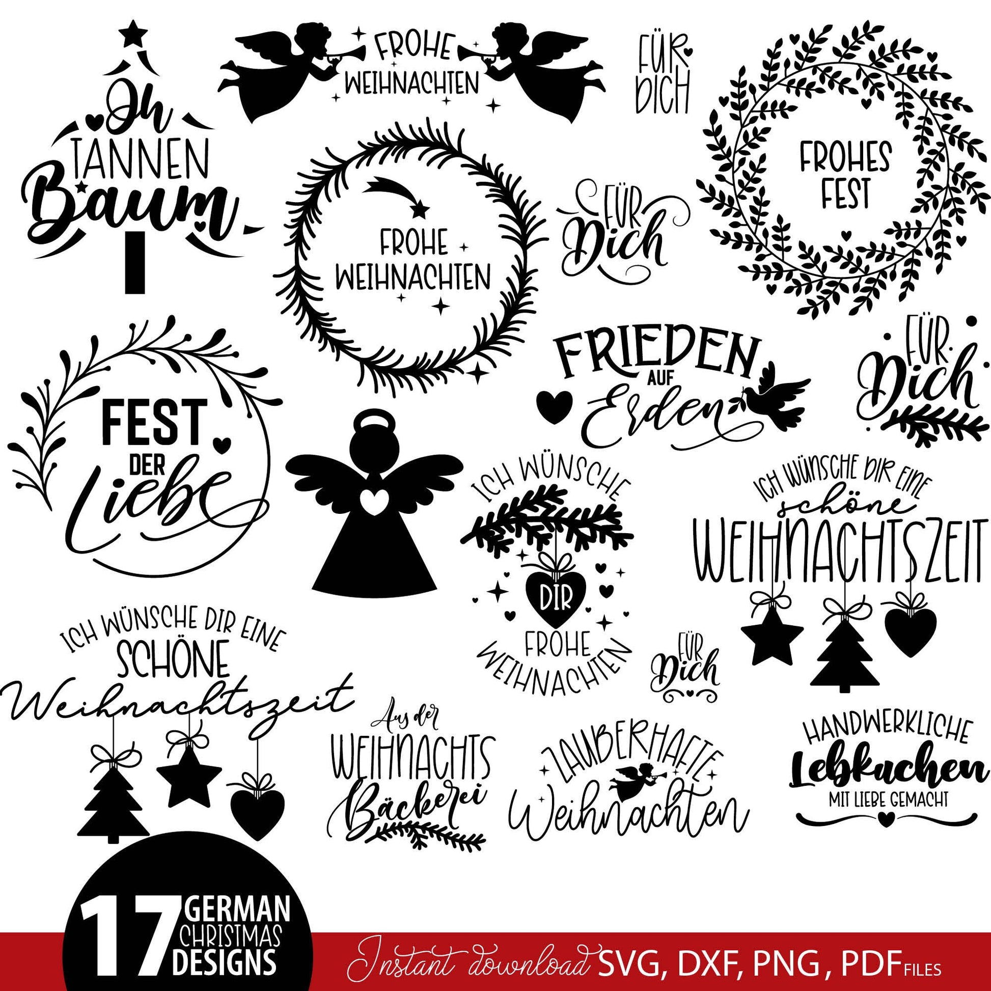 Frohe Weihnachten Plotter File SVG, PNG, DXF, pdf | Weihnachten Svg Bundle | Plotterdatei Weihnachten | svg for cricut | Christmas svg png