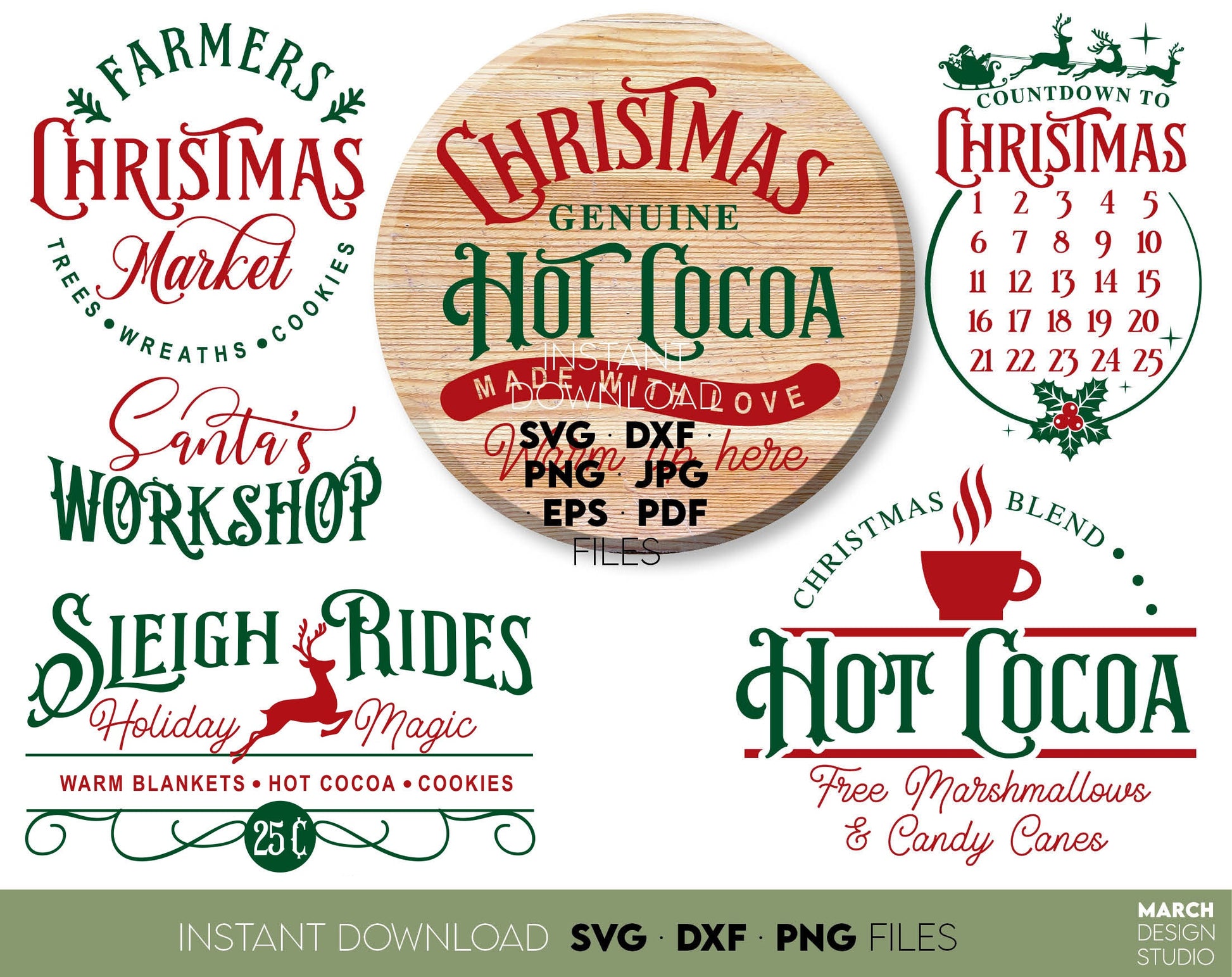 Vintage Christmas Sign SVG Bundle | Christmas Ornaments PNG Bundle | Farmhouse Christmas SVG | Christmas Shirt Svg | Winter Svg | Merry Xmas