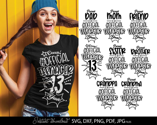 Official teenager svg bundle, 13th birthday svg, birthday girl svg, 13th birthday shirt, thirtheen birthday svg files for Cricut, Silhouette