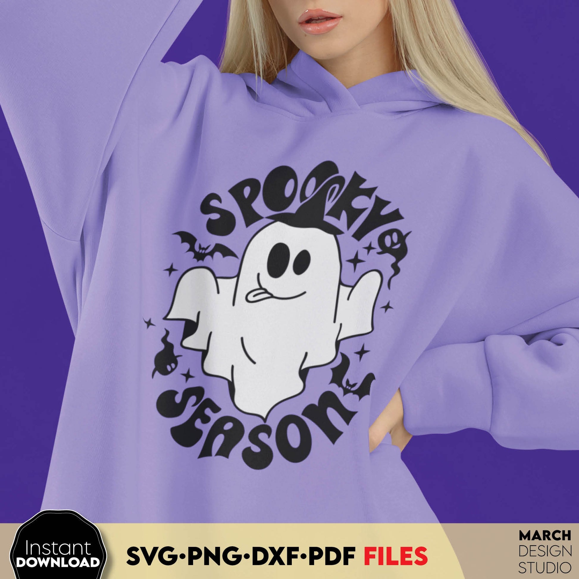 Funny Spooky Season Design for Halloween. SVG, PNG, EPS and DXF files included. Compatible with Cricut, Silhouette and others machines. Use for sublimation or laser cut projects as well. Buy now for a good - discount price. Enjoy!