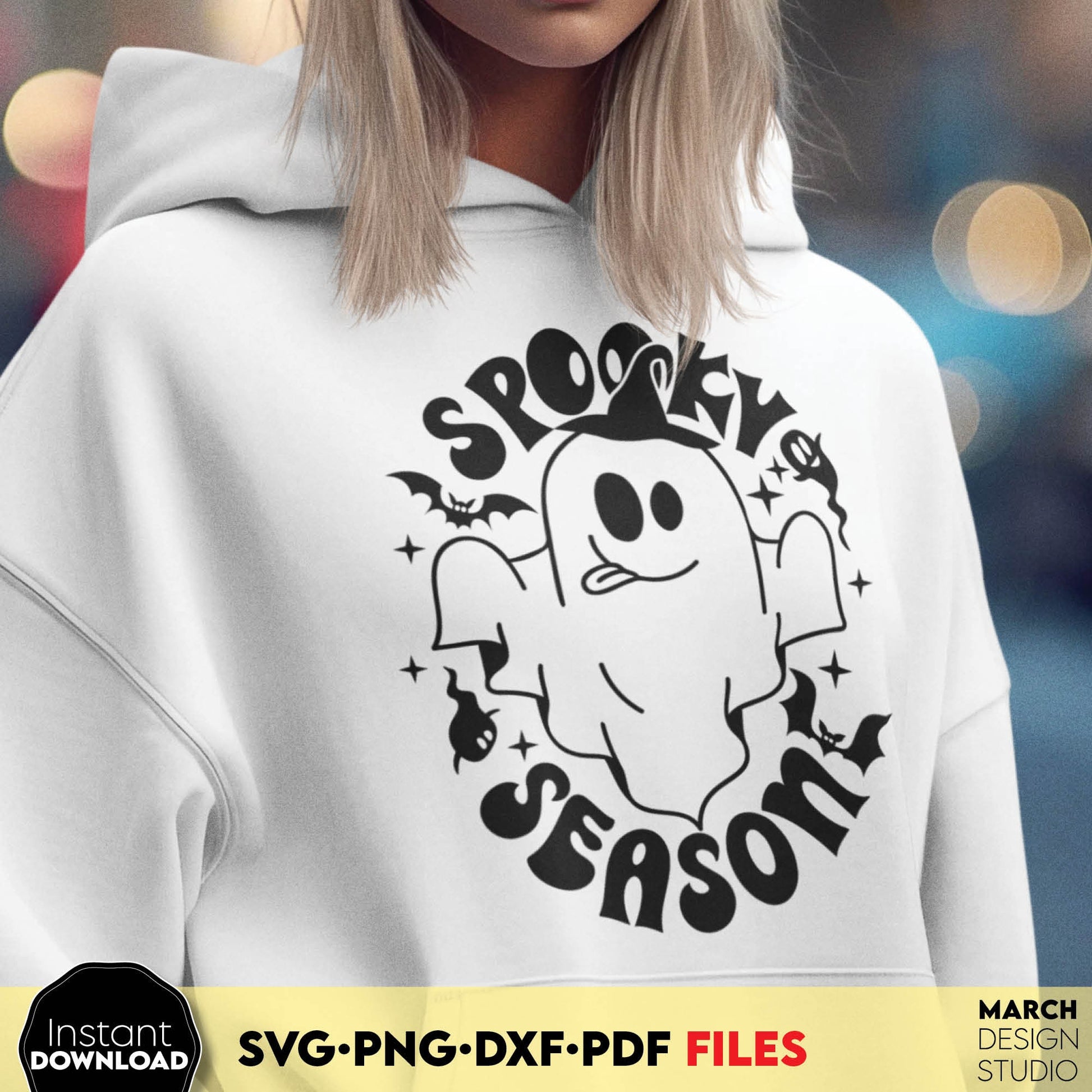 Funny Spooky Season Design for Halloween. SVG, PNG, EPS and DXF files included. Compatible with Cricut, Silhouette and others machines. Use for sublimation or laser cut projects as well. Buy now for a good - discount price. Enjoy!