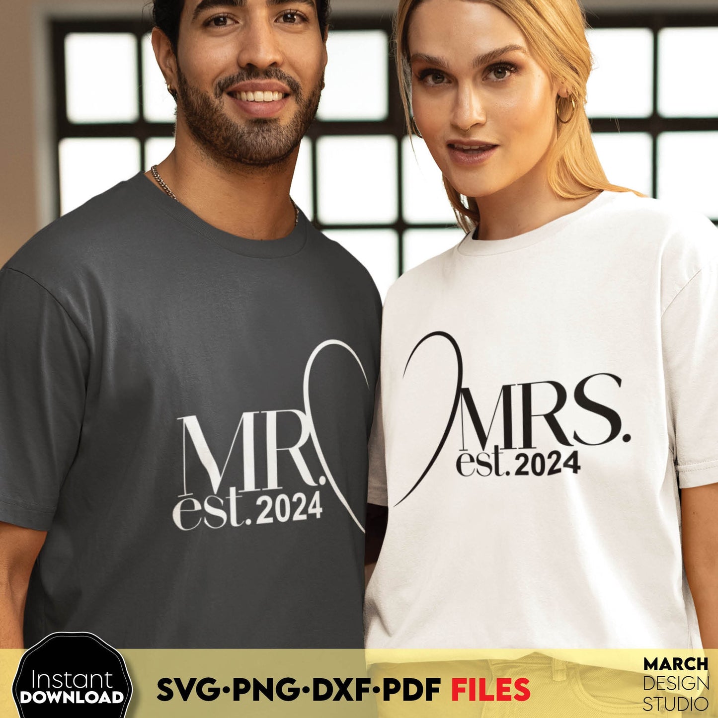 Mr. and Mrs. wedding SVG file design you can use them to surprise and delight your loved ones in an important event in life.
Mr and Mrs svg are great and thoughtful gifts for weddings, wedding anniversaries, etc. Use for cutting from vinyl or laser.