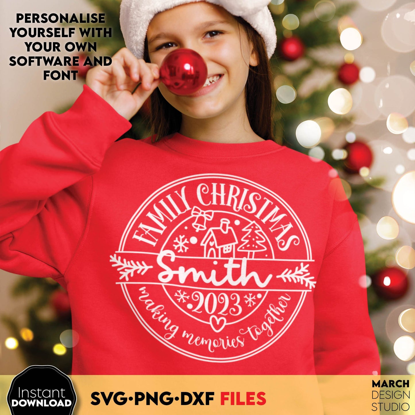 Family Christmas custom shirts design. SVG PNG DXF files included. Compatible with Cricut, Silhouette or other equipment. Cut from vinyl, use for sublimation or laser cut projects. Buy now for a good price and enjoy!