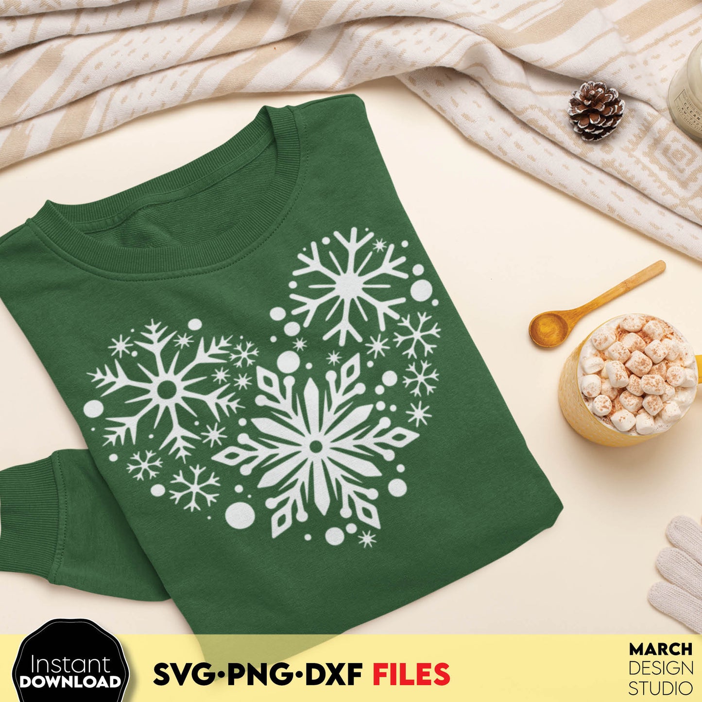 Christmas Ornaments for Christmas Svg Shirts. Snowflake. SVG PNG DXF files included. Compatible with Cricut, Silhouette or other equipment. Cut from vinyl, use for sublimation or laser cut / grave projects. Buy now for a good price and enjoy!