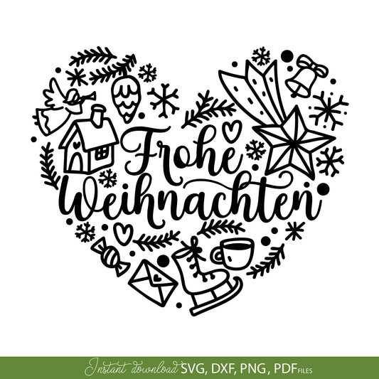 German Frohe Weihnachten plotter file svg png dxf designs bundle for You Christmas evening ornaments. Use for cutting from vinyl, sublimation or laser cut projects.
Buy now and enjoy!