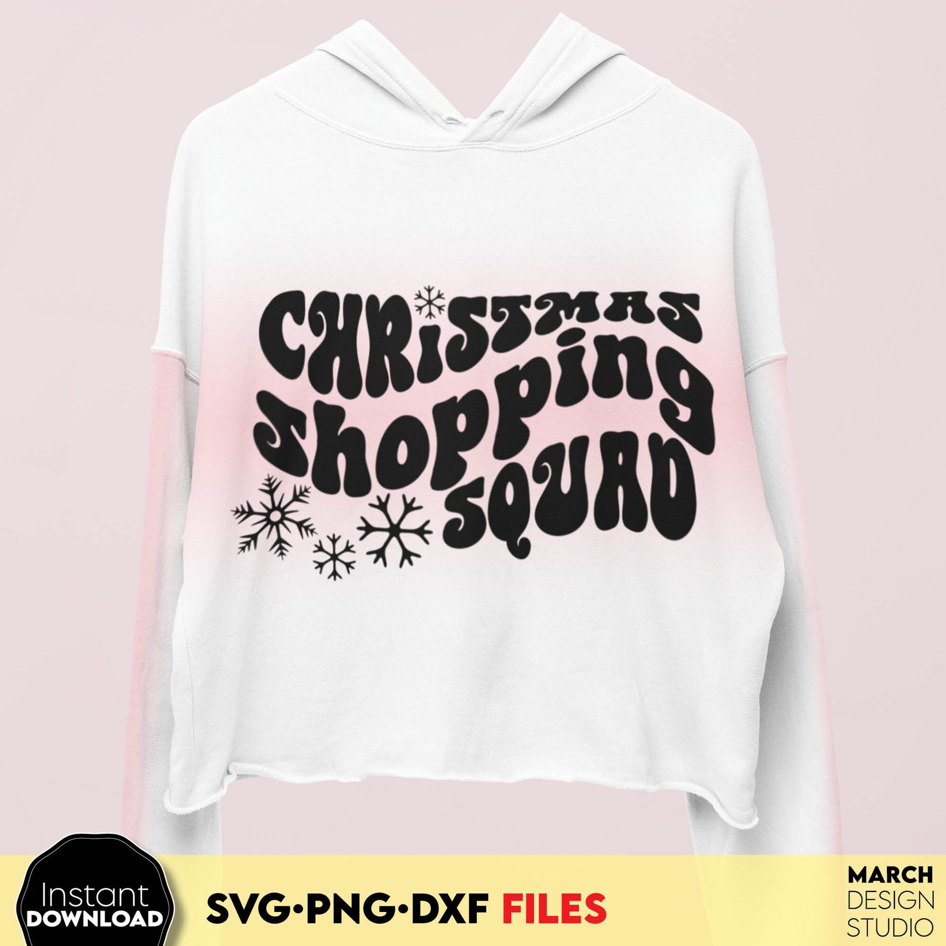 Christmas shopping squad design for Your funny Christmas shirt. SVG PNG DXF files included. Compatible with Cricut, Silhouette or other equipment. Use for cutting from vinyl, sublimation or laser cut projects. Buy now for a good price and enjoy!