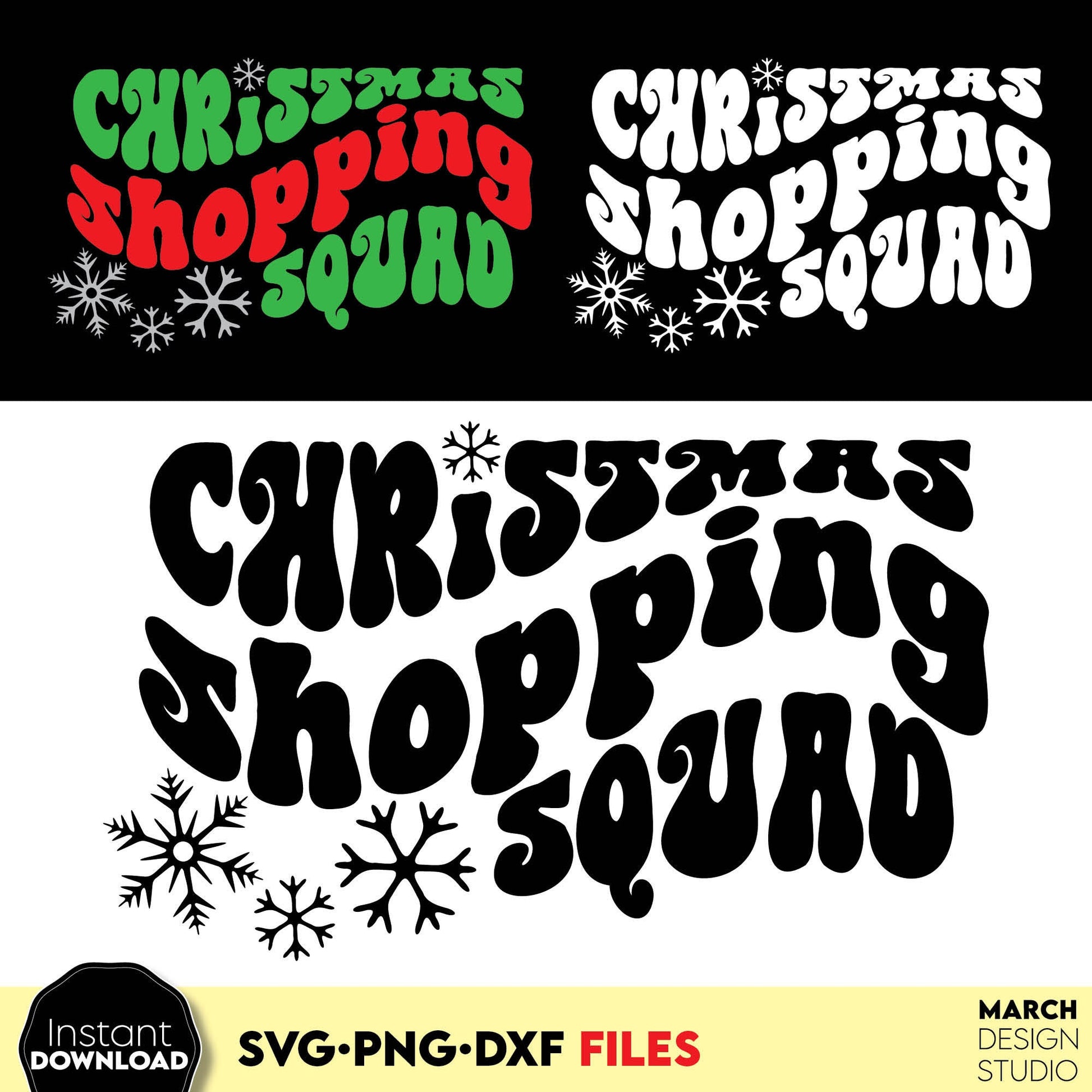 Christmas shopping squad design for Your funny Christmas shirt. SVG PNG DXF files included. Compatible with Cricut, Silhouette or other equipment. Use for cutting from vinyl, sublimation or laser cut projects. Buy now for a good price and enjoy!