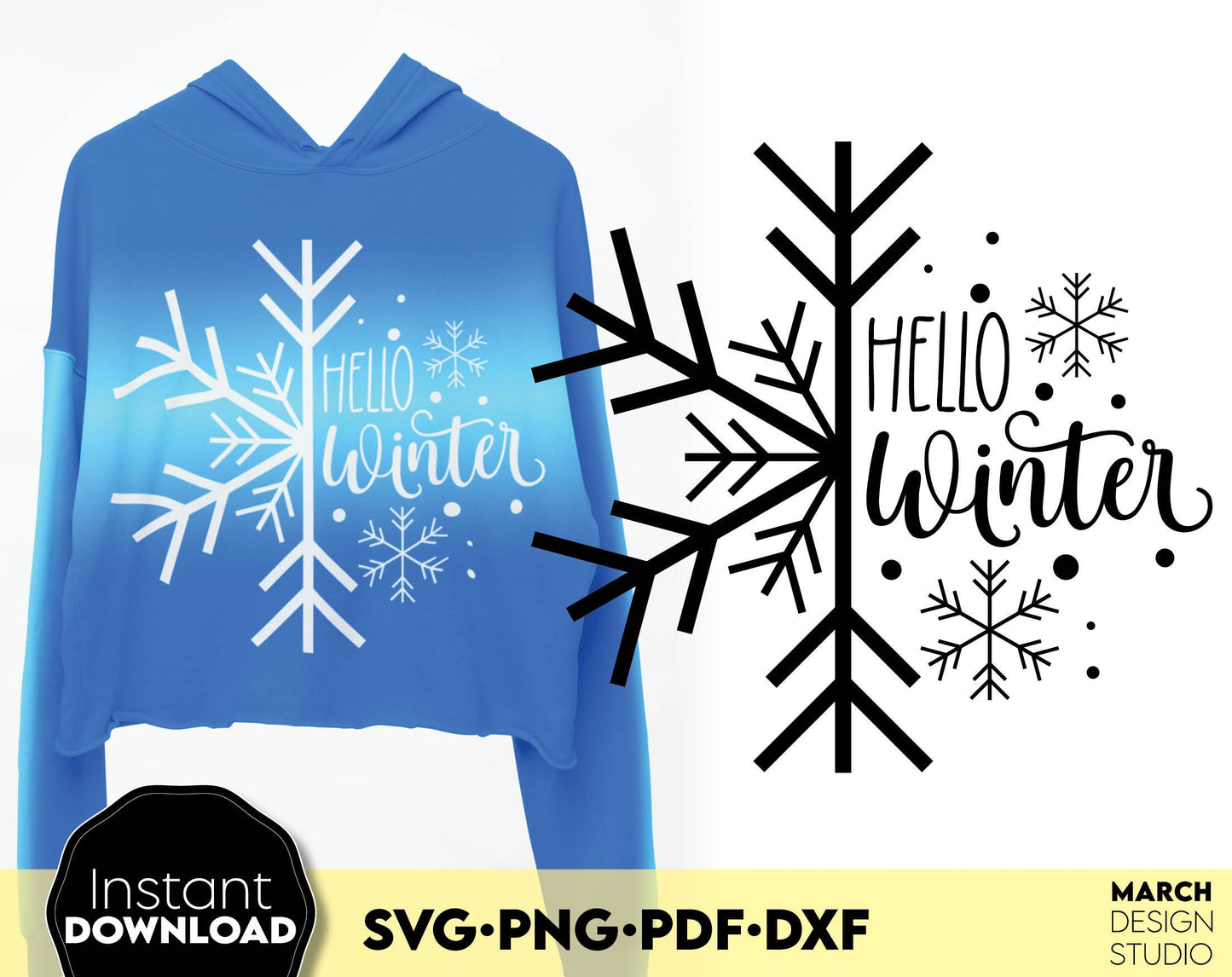 Hello Winter Christmas Svg Shirts design. SVG PNG PDF DXF files included. Compatible with Cricut, Silhouette or other equipment. Cut from vinyl, use for sublimation or laser cut/ grave projects. Buy now for a good price and enjoy!