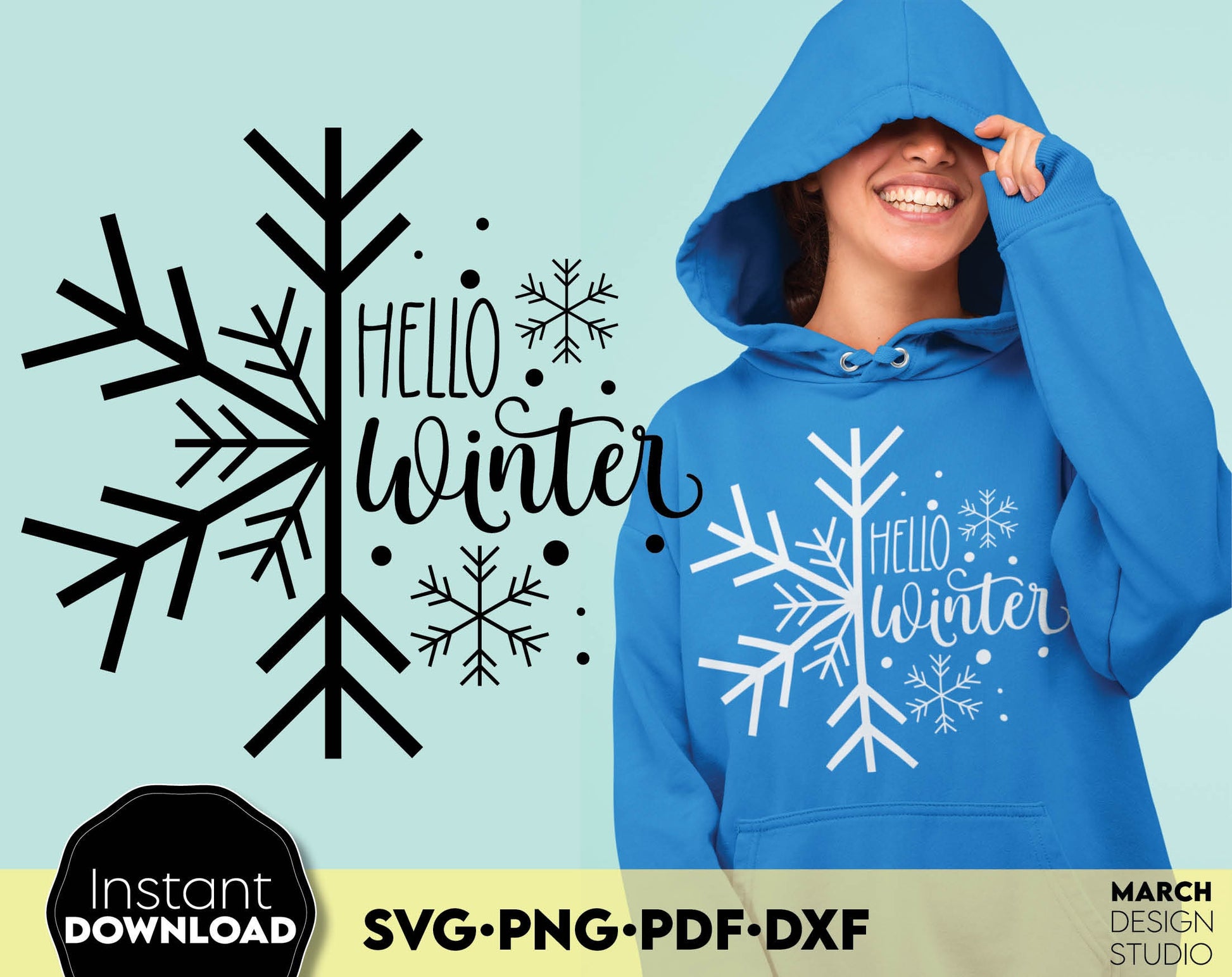 Hello Winter Christmas Svg Shirts design. SVG PNG PDF DXF files included. Compatible with Cricut, Silhouette or other equipment. Cut from vinyl, use for sublimation or laser cut/ grave projects. Buy now for a good price and enjoy!