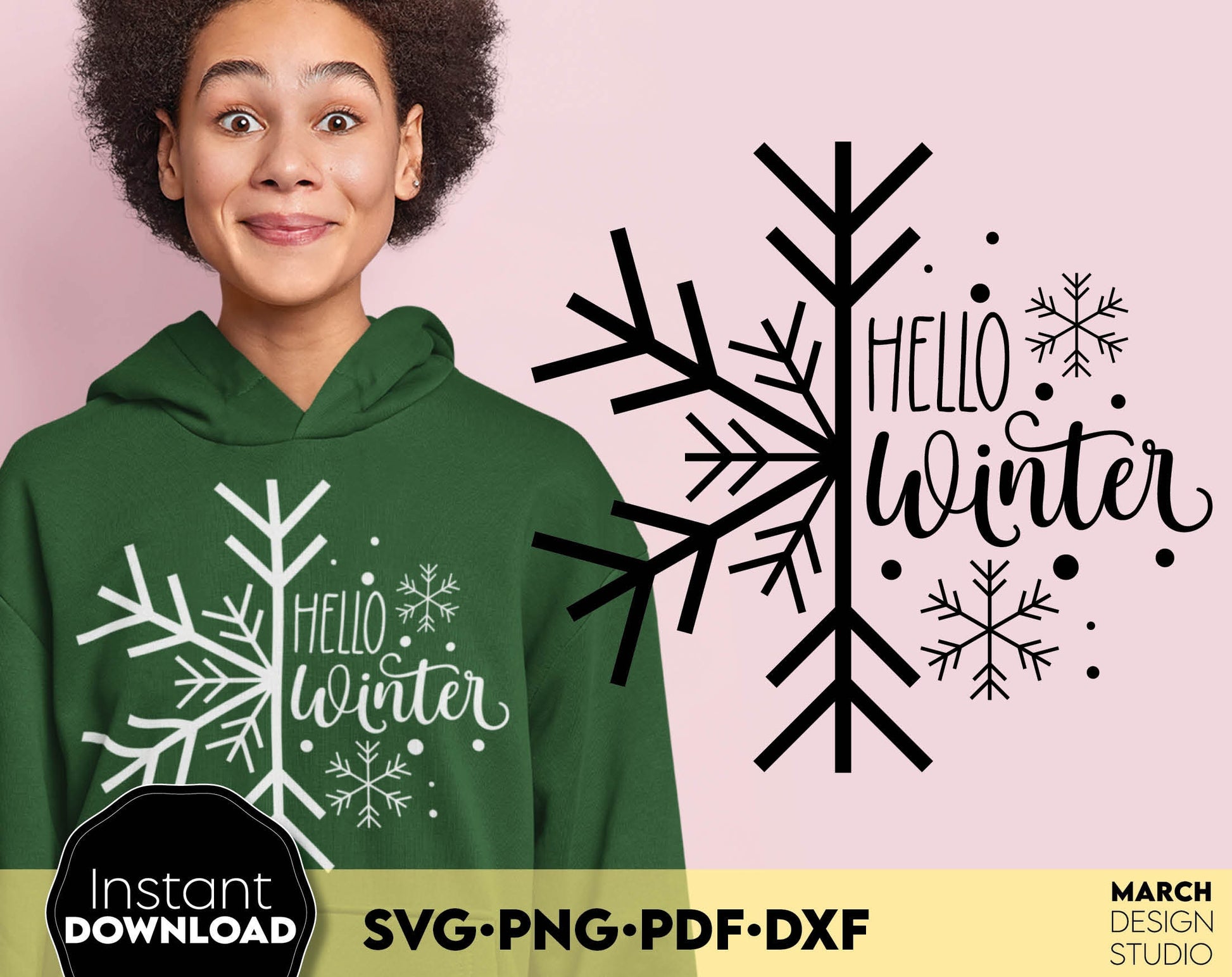 Hello Winter Christmas Svg Shirts design. SVG PNG PDF DXF files included. Compatible with Cricut, Silhouette or other equipment. Cut from vinyl, use for sublimation or laser cut/ grave projects. Buy now for a good price and enjoy!