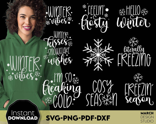 Set of 9 Christmas quotes for Christmas shirts for family. SVG PNG PDF DXF files included. Compatible with Cricut, Silhouette or other equipment. Cut form vinyl, use for sublimation or laser cut projects. Buy now for a good price and enjoy!