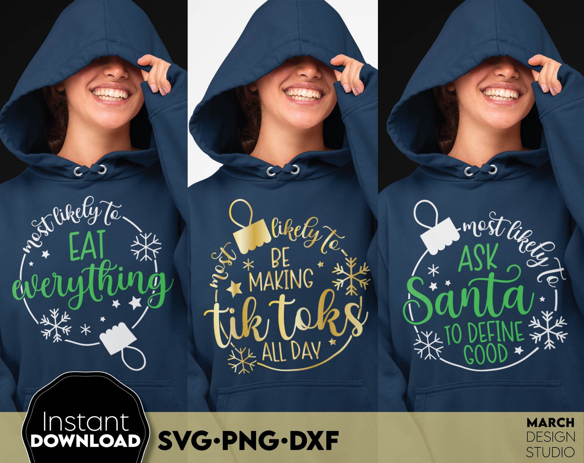 42 Most likely to ... Family CHRISTMAS SVG Bundle for Christmas shirts. SVG PNG DXF files included. Compatible with Cricut, Silhouette or other equipment. Cut from vinyl, use for sublimation .etc. Buy now for a good price and enjoy!