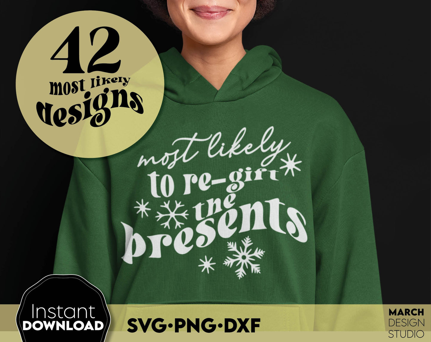 Most Likely To - Christmas bundle. Matching Shirts for Your Funny Family Christmas. Find the right design for every member of the family and make your Christmas fun. Use for cutting from vinyl, sublimation or laser cut projects. Buy now and enjoy!