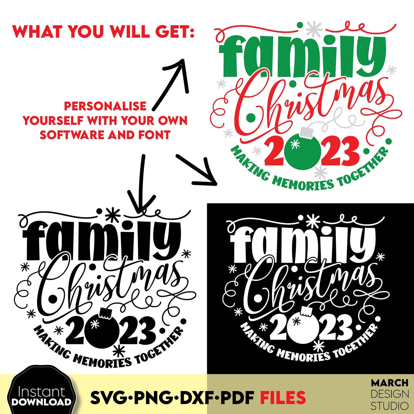 Custom Family Christmas matching shirt design. SVG PNG DXF PDF files included. Compatible with Cricut, Silhouette or other equipment. Cut from vinyl, use for sublimation or laser cut projects. Buy now for a good price and enjoy!