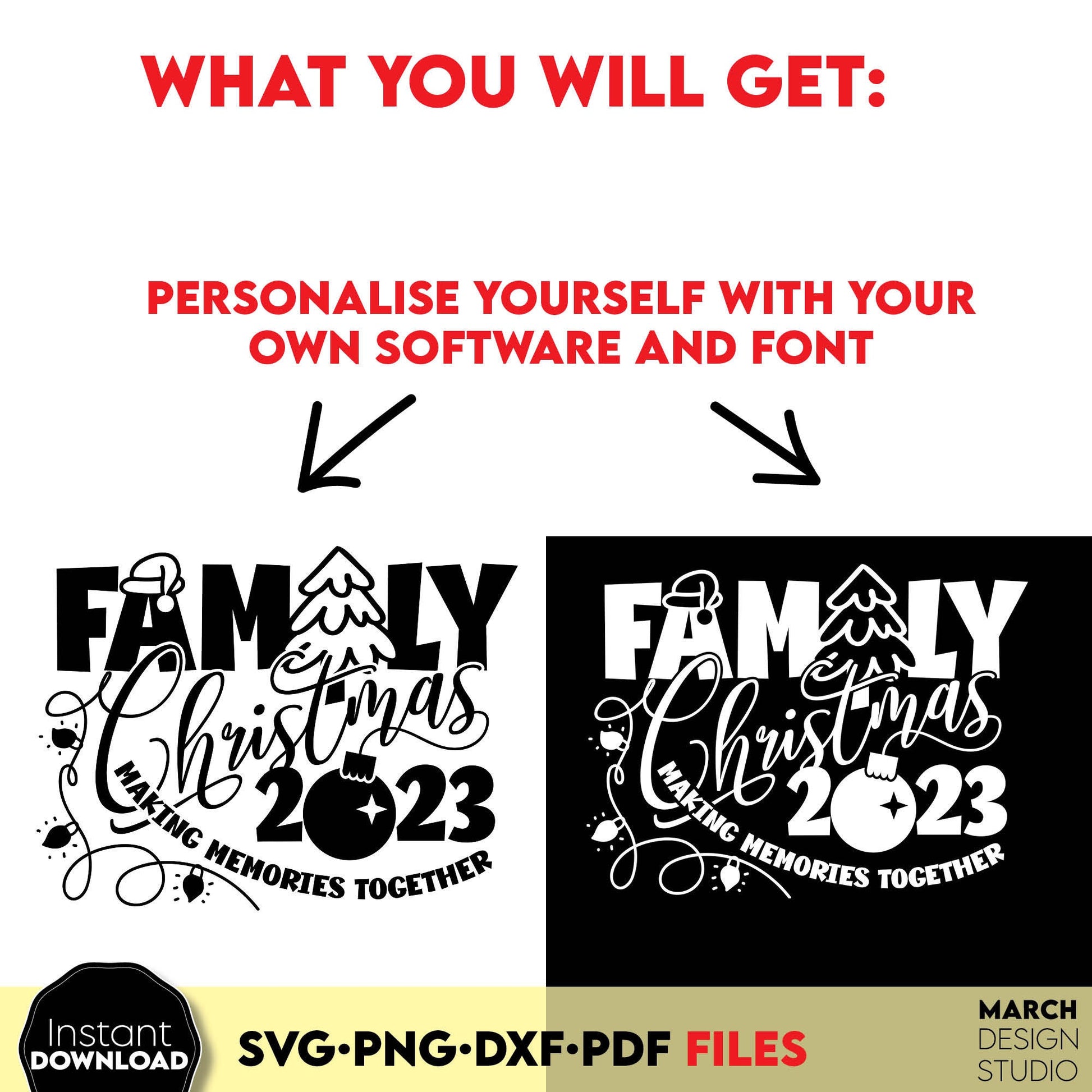 Family Christmas custom Xmas shirts design for Christmas Family trip. SVG PNG DXF PDF files included. Compatible with Cricut, Silhouette or other equipment. Cut from vinyl, use for sublimation or laser cut / grave projects. Buy now for a good price!