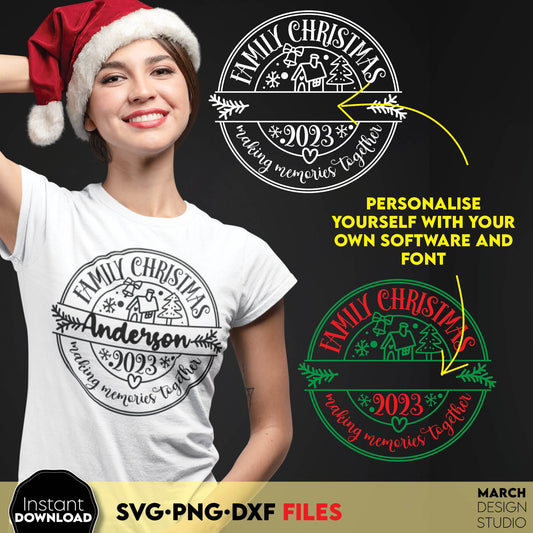 Family Christmas custom shirts design. SVG PNG DXF files included. Compatible with Cricut, Silhouette or other equipment. Cut from vinyl, use for sublimation or laser cut projects. Buy now for a good price and enjoy!