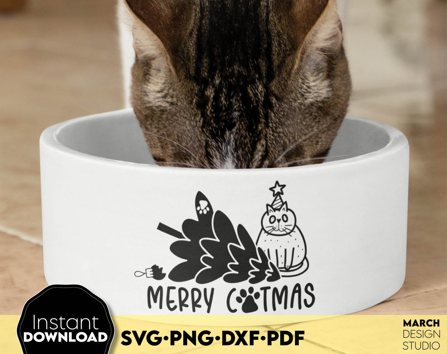 Merry Catmas Christmas design for cat lovers or cat mom ornaments. SVG PNG DXF PDF files included. Compatible with Cricut, Silhouette or other equipment. Use for cutting from vinyl, use for sublimation or laser cut projects. Buy now for a good price!