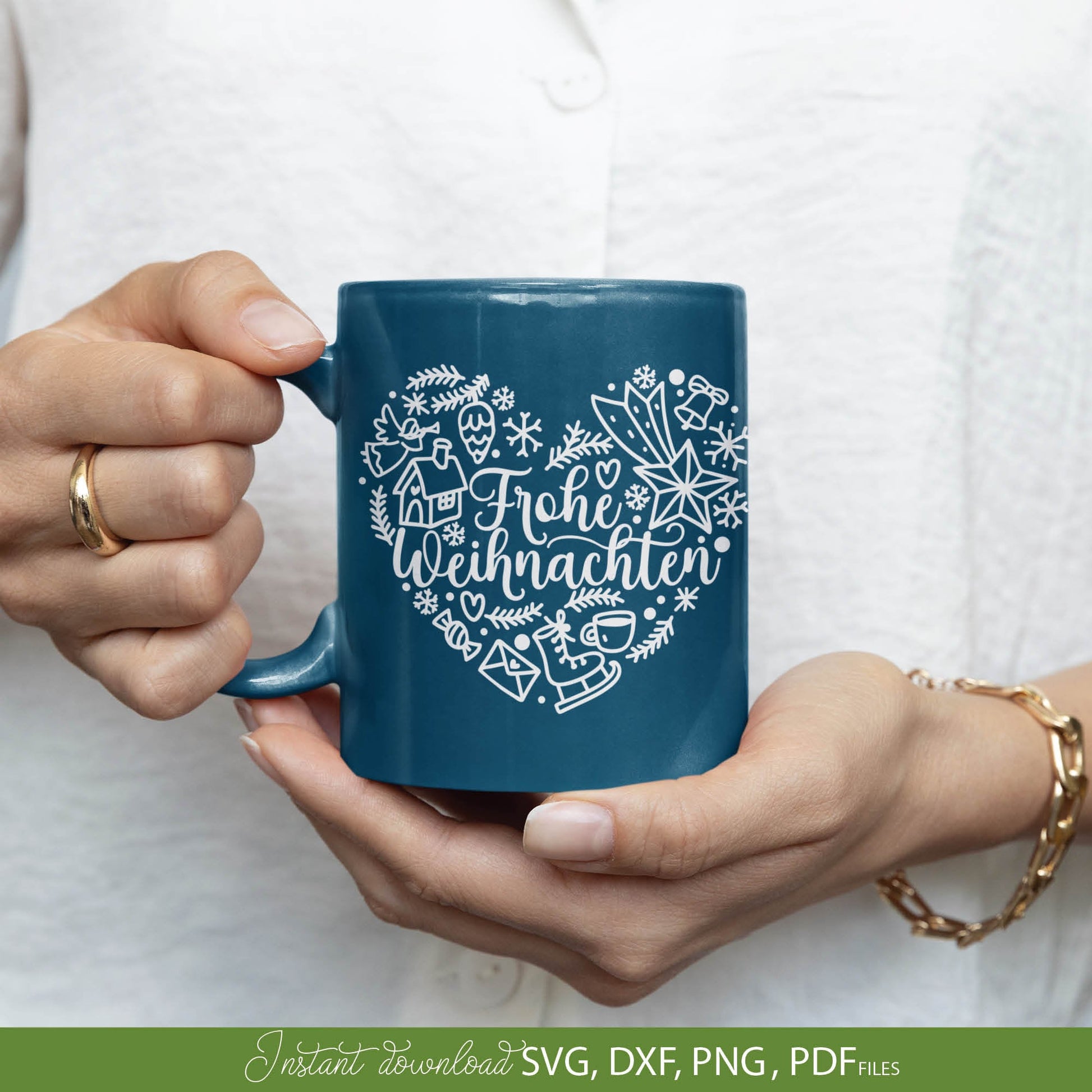 German Frohe Weihnachten plotter file svg png dxf designs bundle for You Christmas evening ornaments. Use for cutting from vinyl, sublimation or laser cut projects.
Buy now and enjoy!