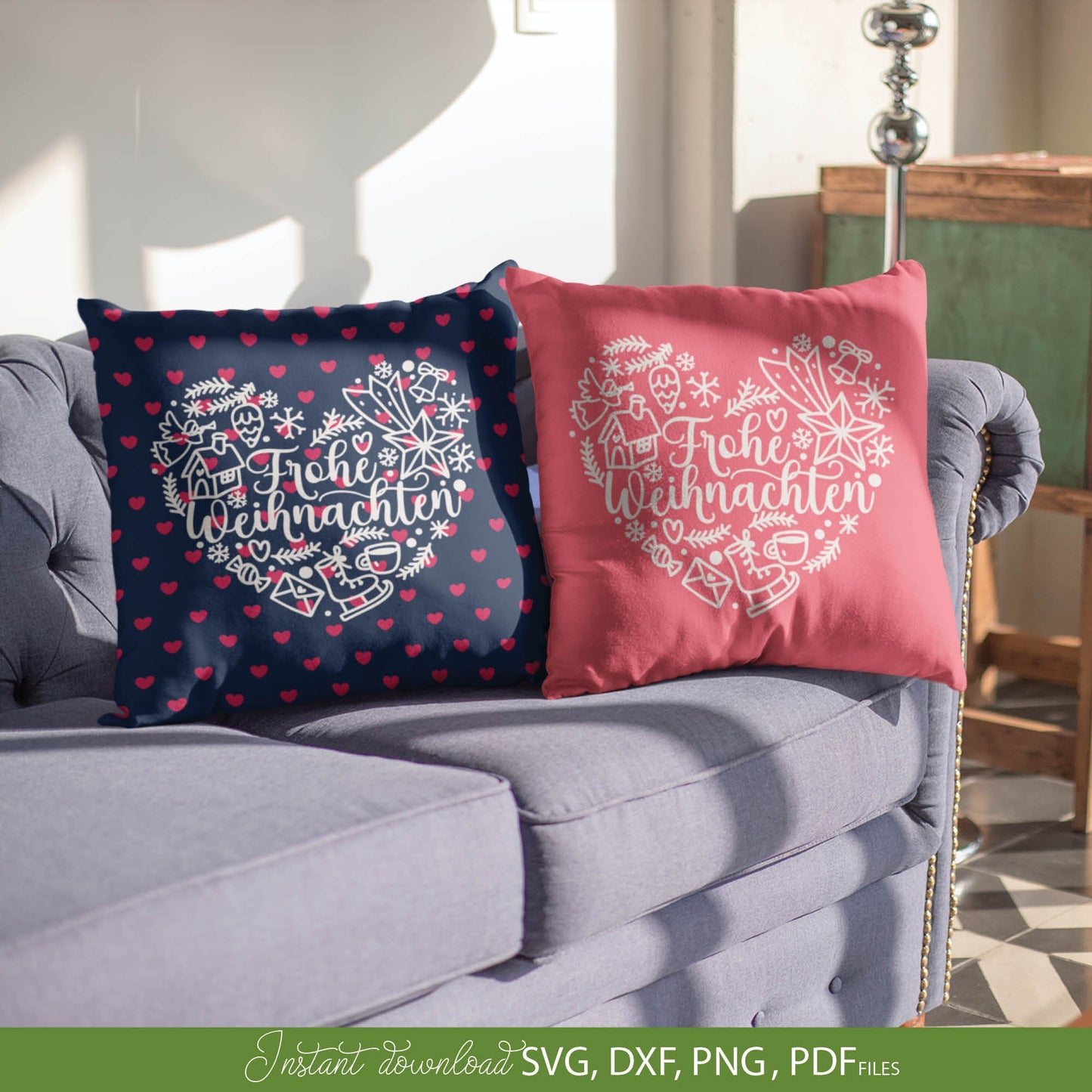 German Frohe Weihnachten plotter file svg png dxf designs bundle for You Christmas evening ornaments. Use for cutting from vinyl, sublimation or laser cut projects.
Buy now and enjoy!