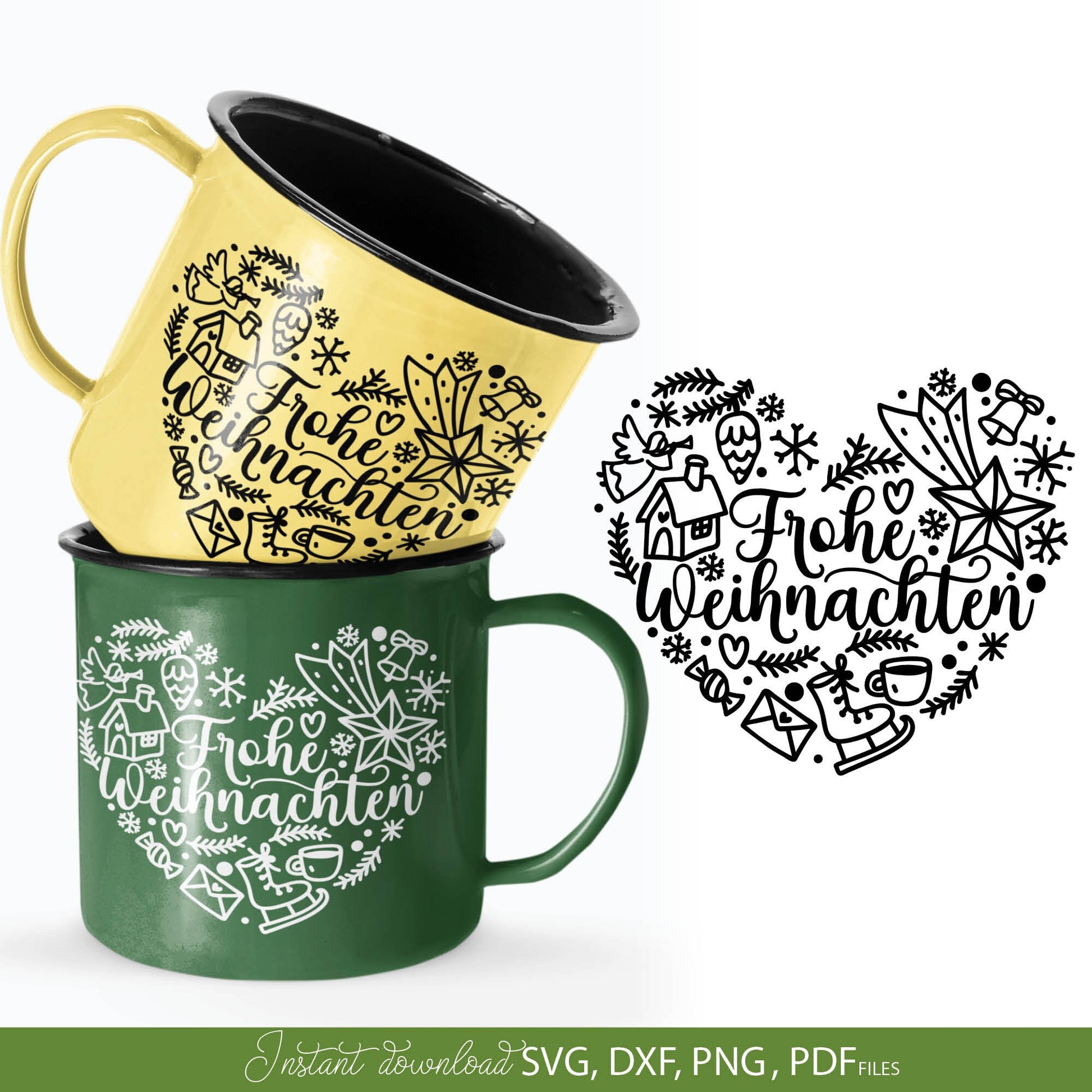 German Frohe Weihnachten plotter file svg png dxf designs bundle for You Christmas evening ornaments. Use for cutting from vinyl, sublimation or laser cut projects.
Buy now and enjoy!