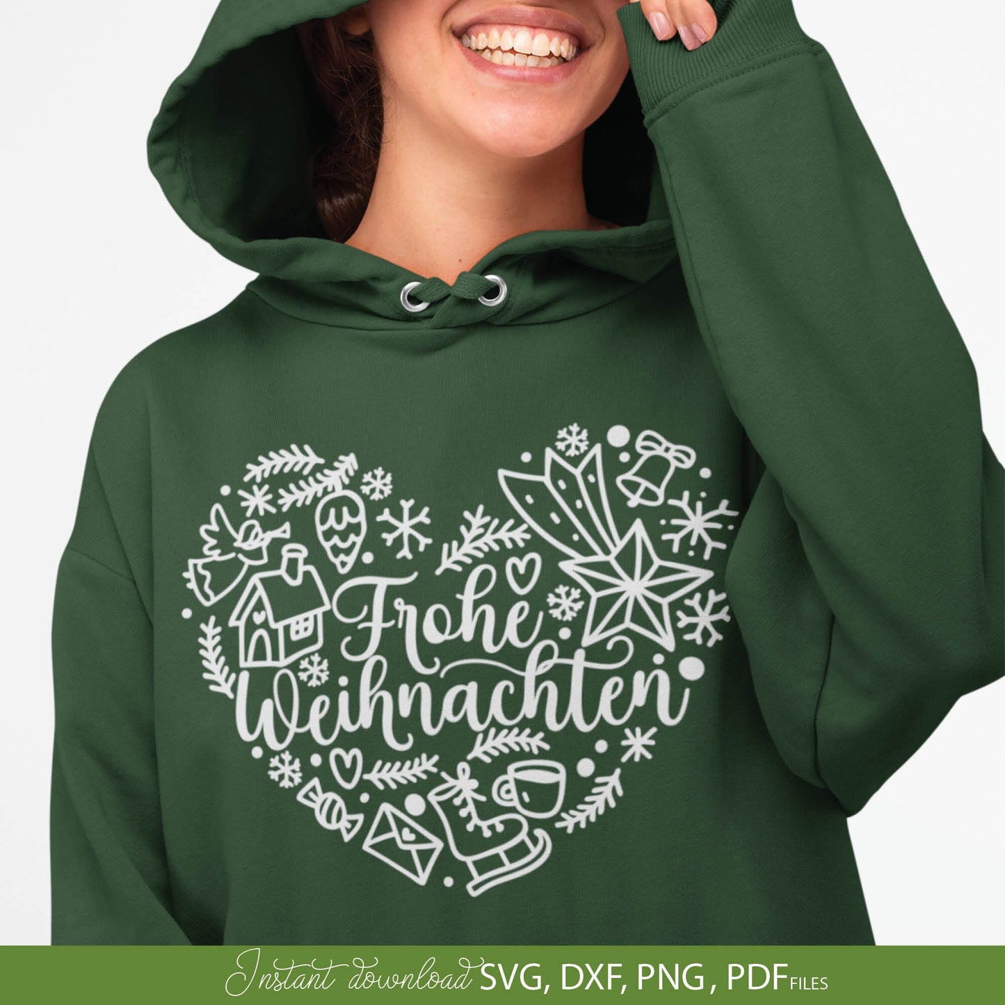 German Frohe Weihnachten plotter file svg png dxf designs bundle for You Christmas evening ornaments. Use for cutting from vinyl, sublimation or laser cut projects.
Buy now and enjoy!