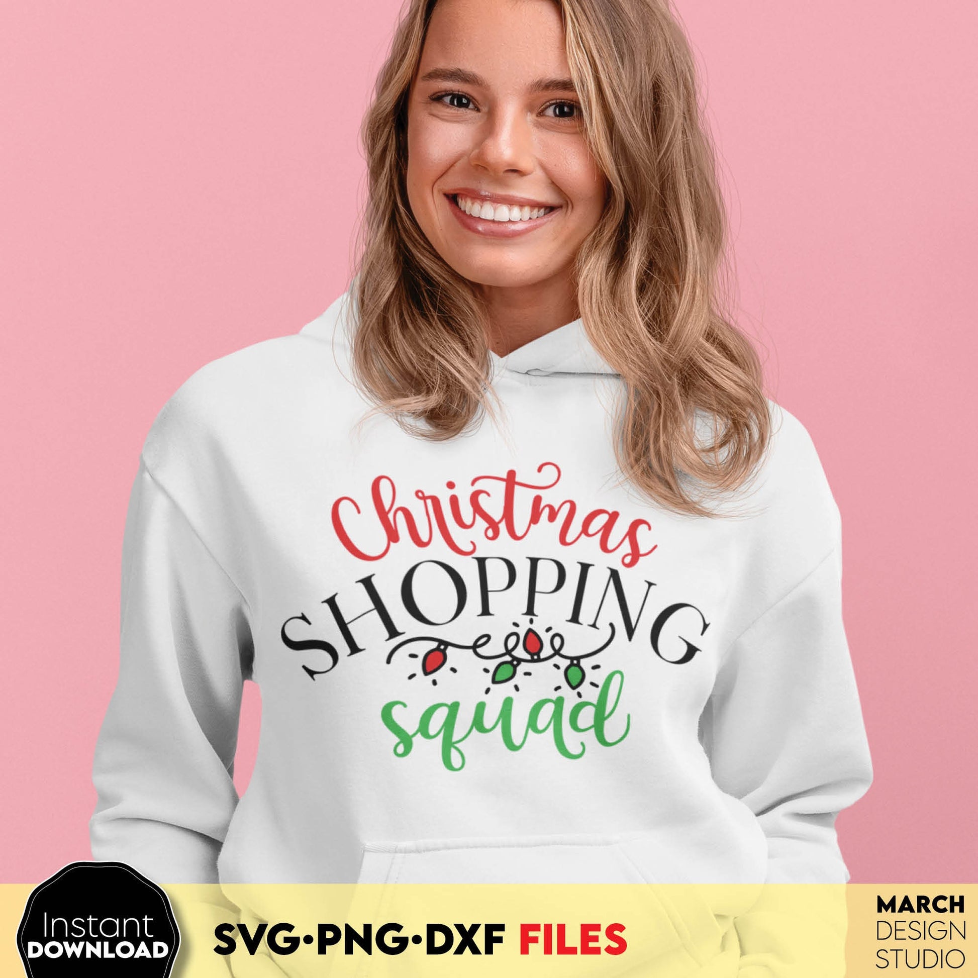 Christmas Shopping squad svg png dxf files for Your funny shirt designs. Compatible with Cricut, Silhouette or other equipment. Cut from vinyl, use for sublimation or laser cut projects. Buy now for a good price and enjoy!