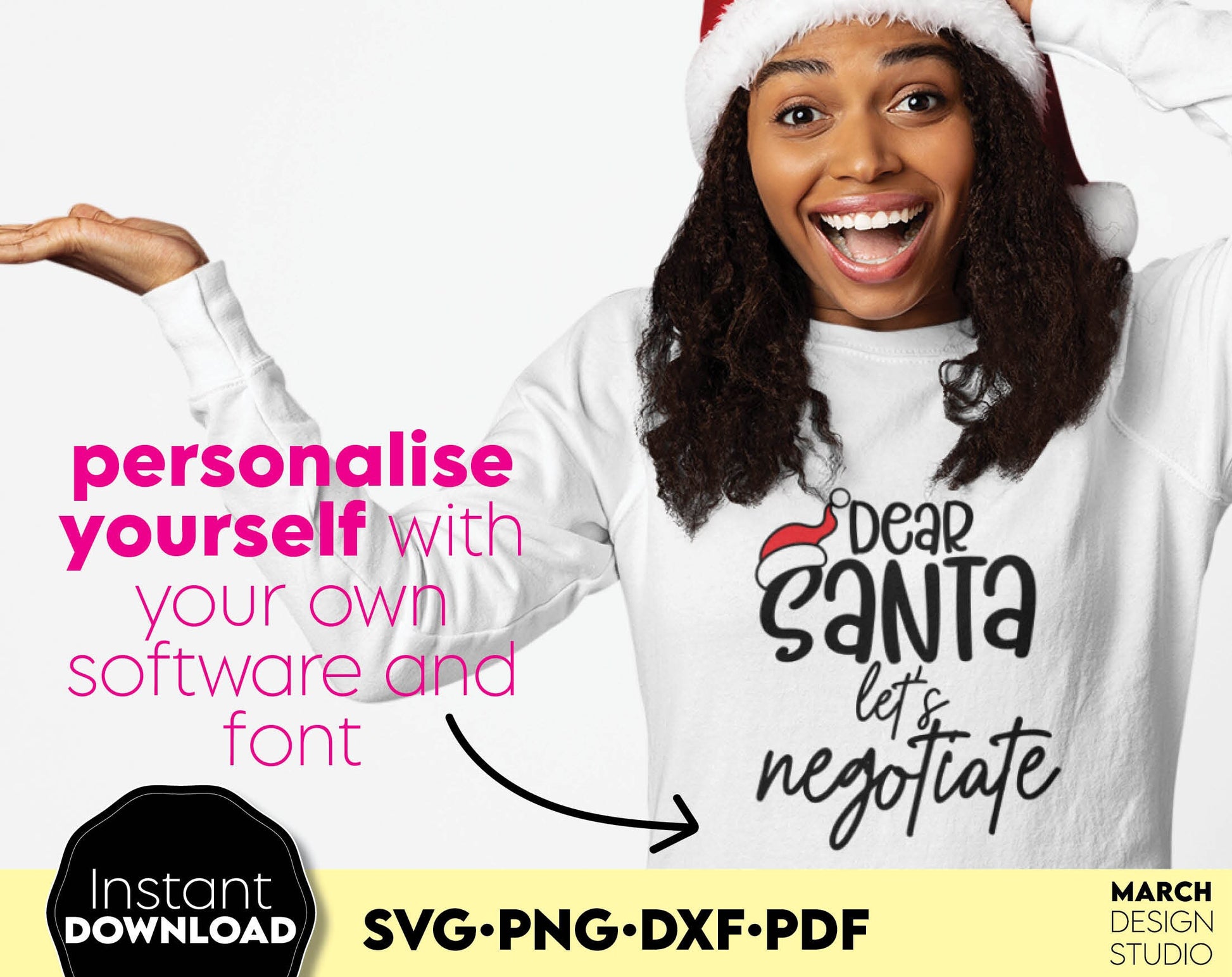 Custom Dear Santa Christmas Shirt design for Your Family Christmas shirts. SVG, PNG, DXF, PDF files included. Compatible with Cricut, Silhouette or other equipment. Cut from vinyl, use for sublimation or laser cut / grave projects. Buy now and enjoy