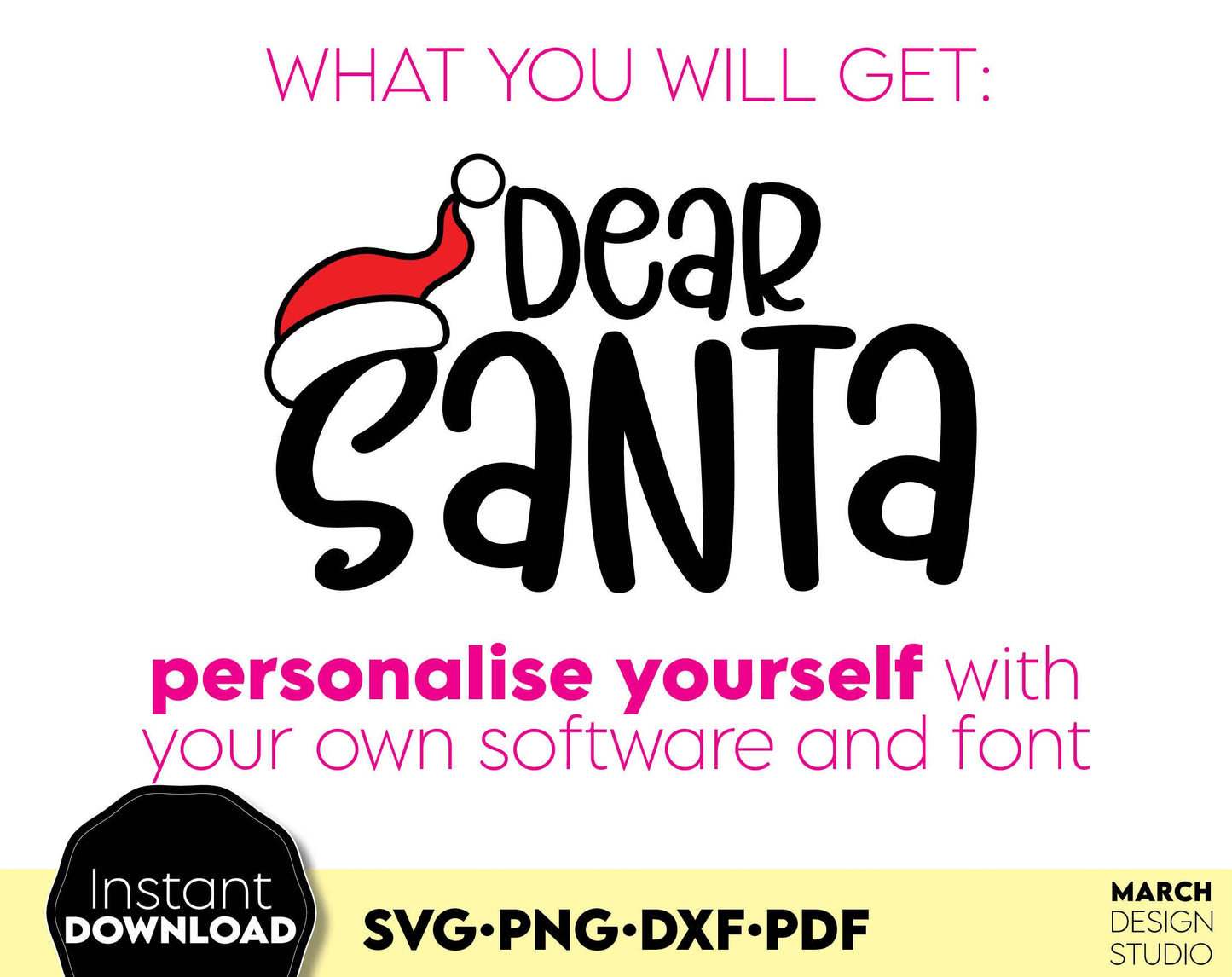 Custom Dear Santa Christmas Shirt design for Your Family Christmas shirts. SVG, PNG, DXF, PDF files included. Compatible with Cricut, Silhouette or other equipment. Cut from vinyl, use for sublimation or laser cut / grave projects. Buy now and enjoy