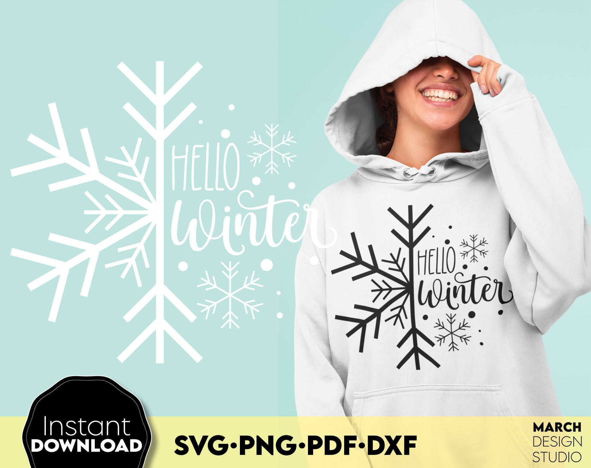 Hello Winter Christmas Svg Shirts design. SVG PNG PDF DXF files included. Compatible with Cricut, Silhouette or other equipment. Cut from vinyl, use for sublimation or laser cut/ grave projects. Buy now for a good price and enjoy!