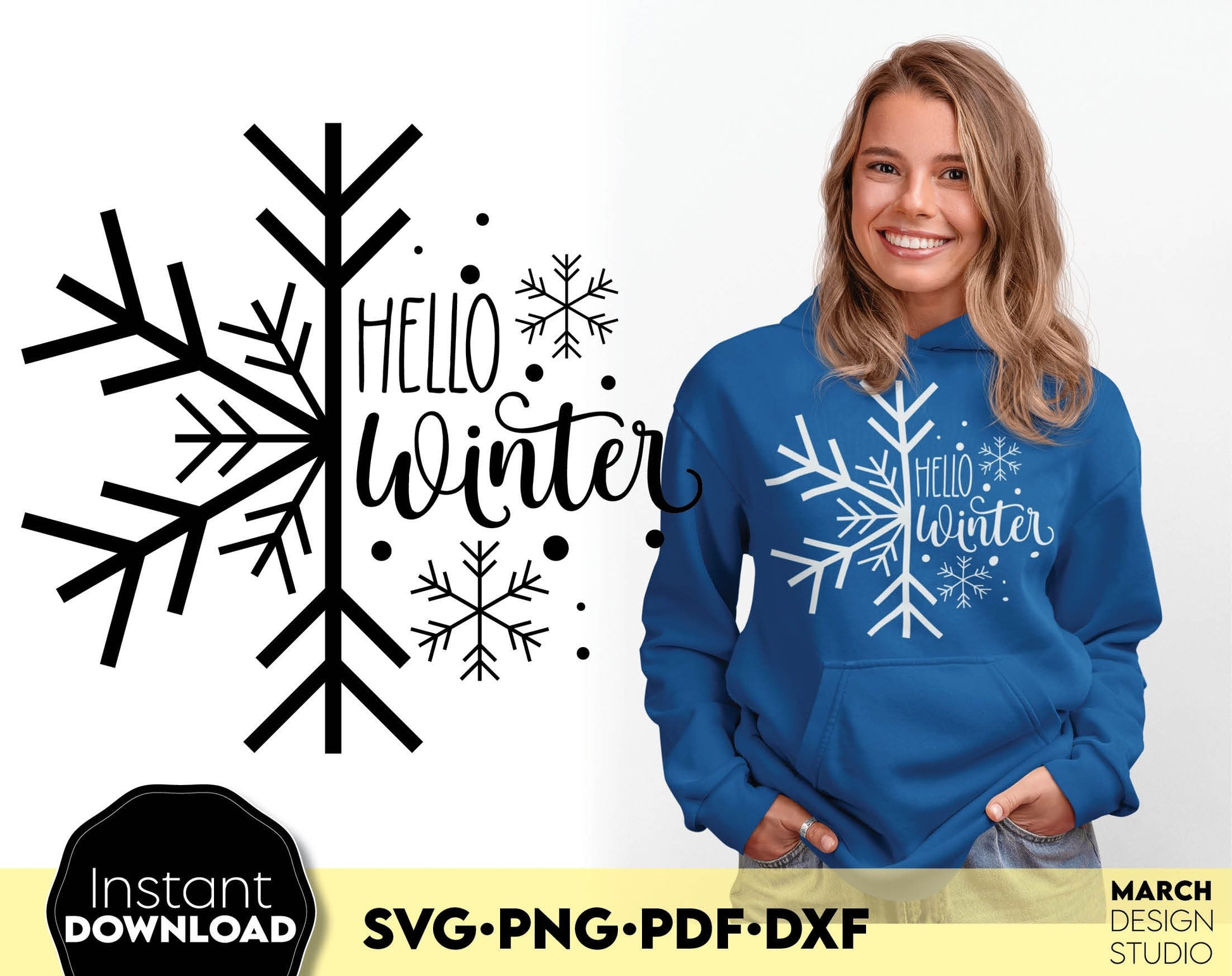 Hello Winter Christmas Svg Shirts design. SVG PNG PDF DXF files included. Compatible with Cricut, Silhouette or other equipment. Cut from vinyl, use for sublimation or laser cut/ grave projects. Buy now for a good price and enjoy!