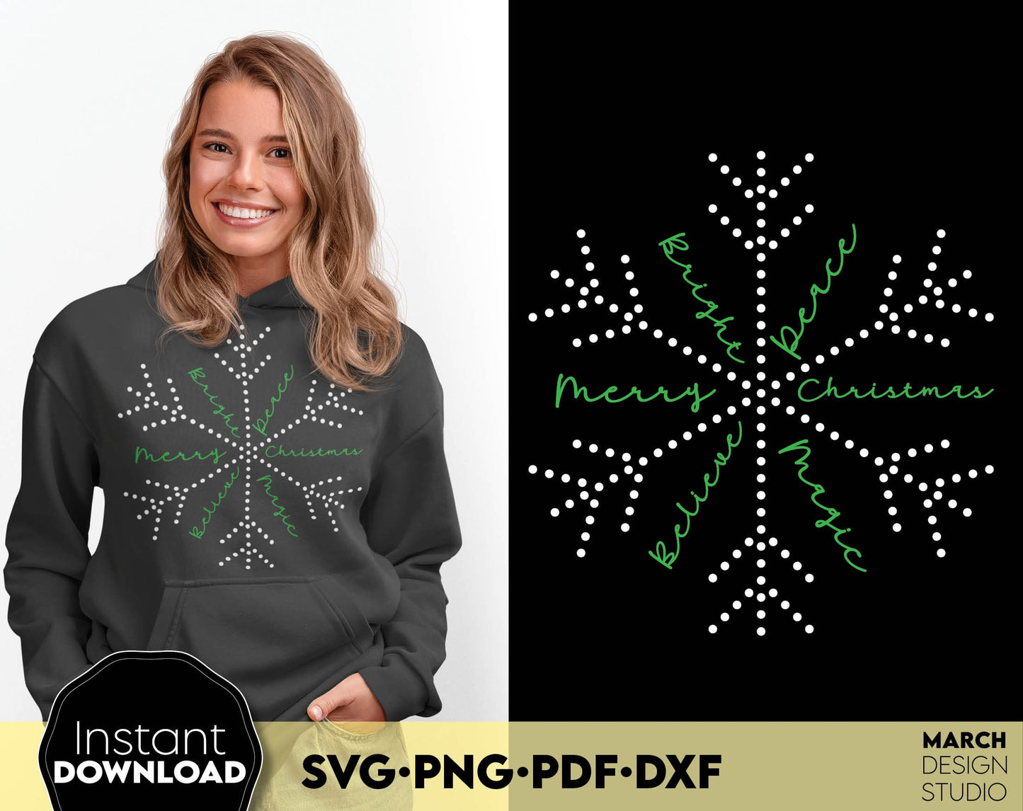 Funny Christmas snowflake design for Your Christmas gift ideas, ornaments or shirt design. SVG PNG PDF DXF files included. Compatible with Cricut, Silhouette or other equipment. Cut from vinyl, use for sublimation or laser cut projects. Buy now!