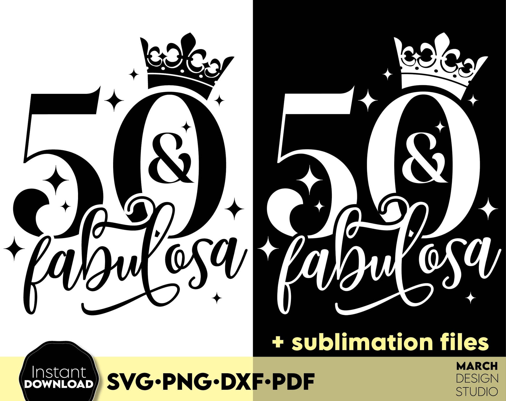 50 and fabulosa. 50th birthday shirt design for spanish. SVG PNG DXF PDF files included. Compatible with Cricut, Silhouette or other equipment. Buy now for a good price and enjoy!