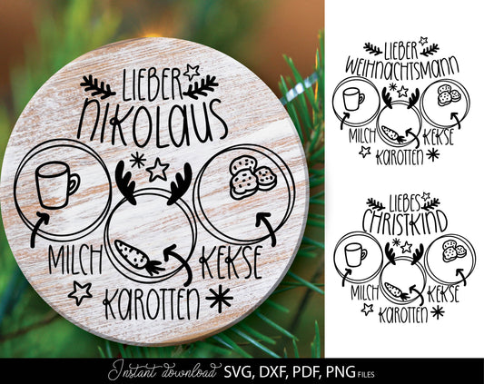 German Wihnahtsmenn board plotter file svg png dxf designs bundle for You Christmas evening ornaments. Use for cutting from vinyl, sublimation or laser cut projects. Compatible with Cricut, Silhouette or other equipment. 
Buy now and enjoy!