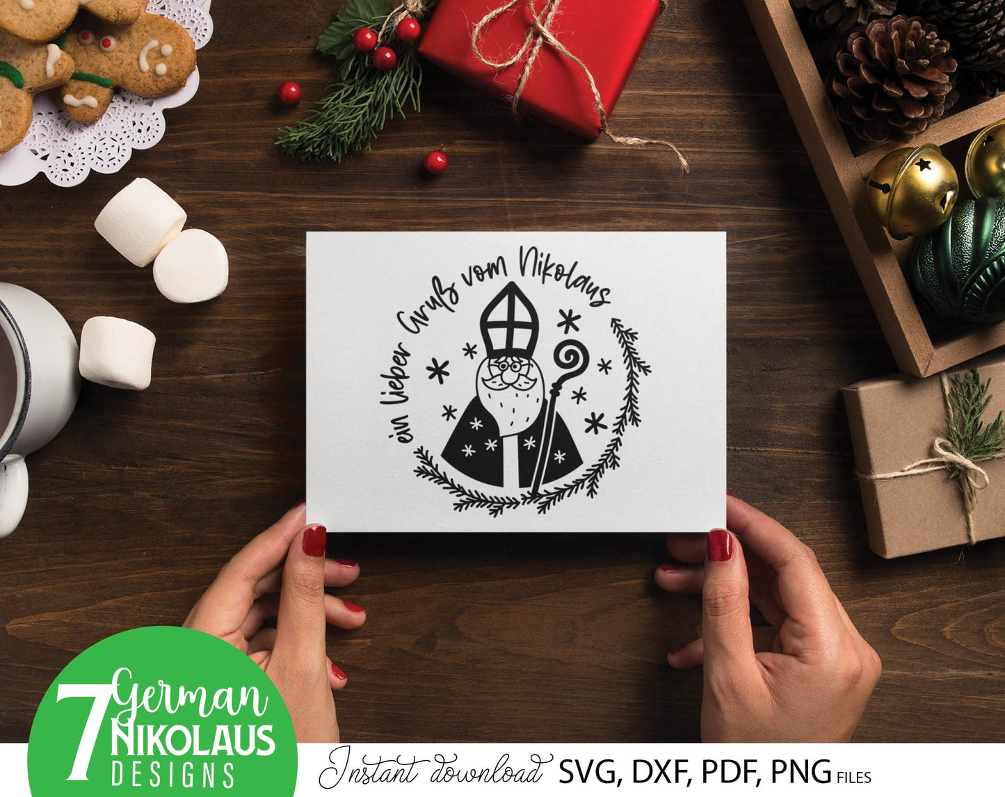 German St. Nicholas plotter file svg png dxf designs bundle for You German Christmas evening ornaments. Use for cutting from vinyl, sublimation or laser cut projects. Compatible with Cricut, Silhouette or other equipment. Buy now and enjoy!