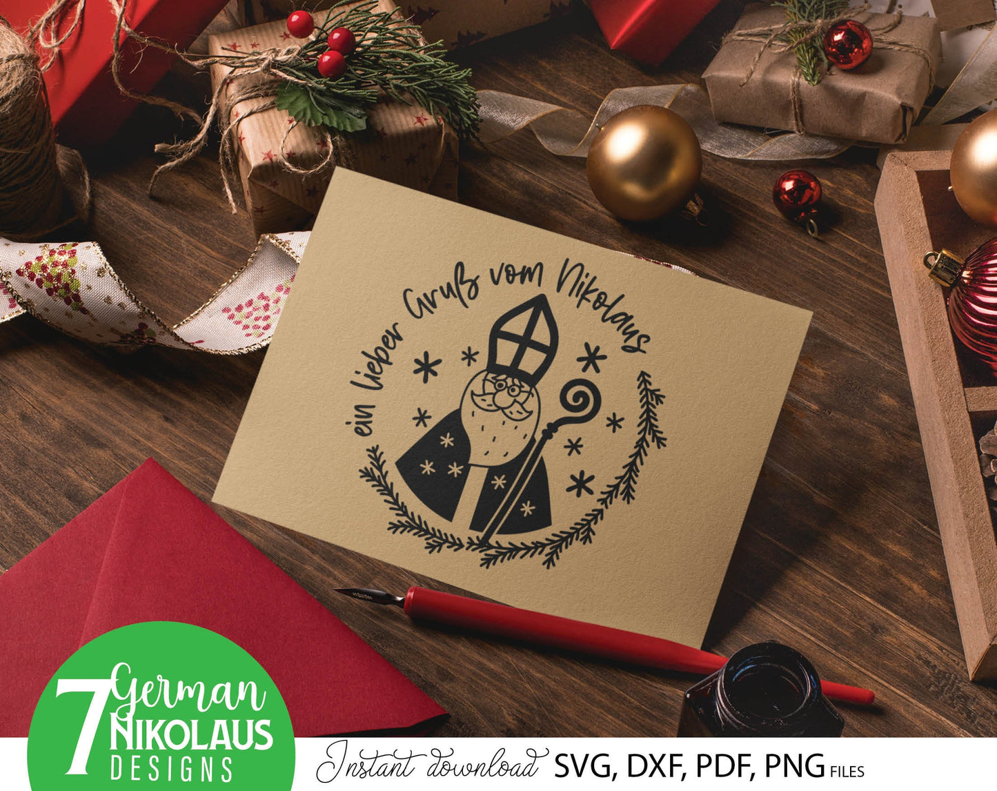 German St. Nicholas plotter file svg png dxf designs bundle for You German Christmas evening ornaments. Use for cutting from vinyl, sublimation or laser cut projects. Compatible with Cricut, Silhouette or other equipment. Buy now and enjoy!