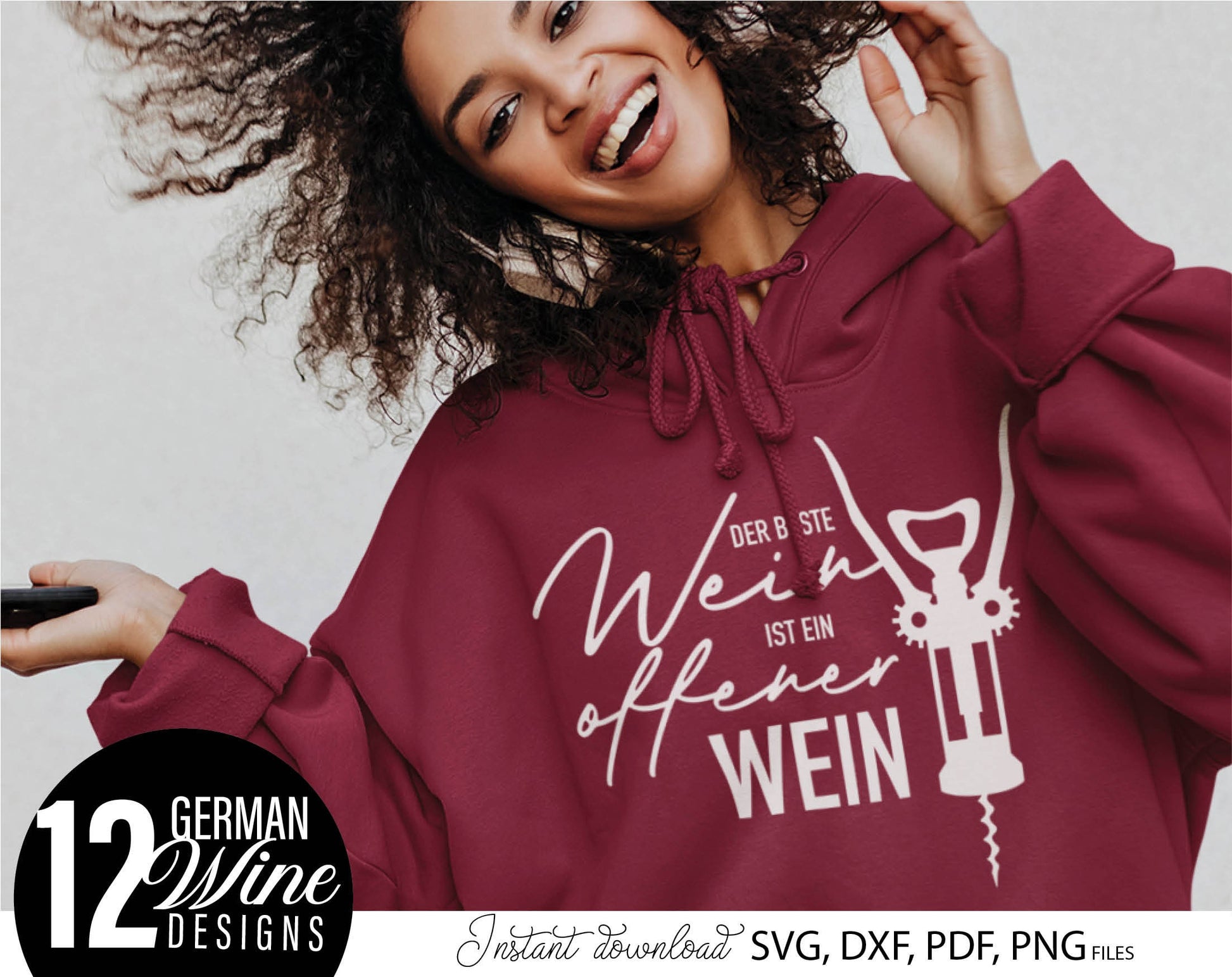 12 German Wein quotes for plotter file bundle. SVG, DXF, PDF, PNG files included. Cut from vinyl, use for sublimation or laser cut / grave projects. Compatible with Cricut, Silhouette or other equipment. Buy now for a good price and enjoy!