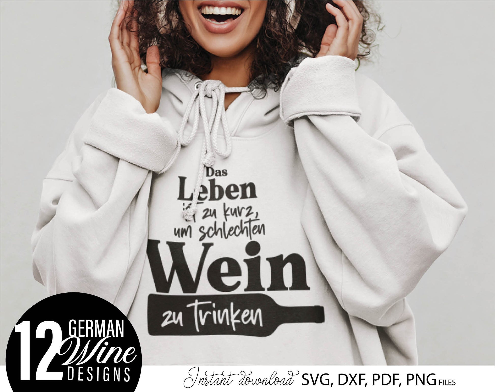 12 German Wein quotes for plotter file bundle. SVG, DXF, PDF, PNG files included. Cut from vinyl, use for sublimation or laser cut / grave projects. Compatible with Cricut, Silhouette or other equipment. Buy now for a good price and enjoy!
