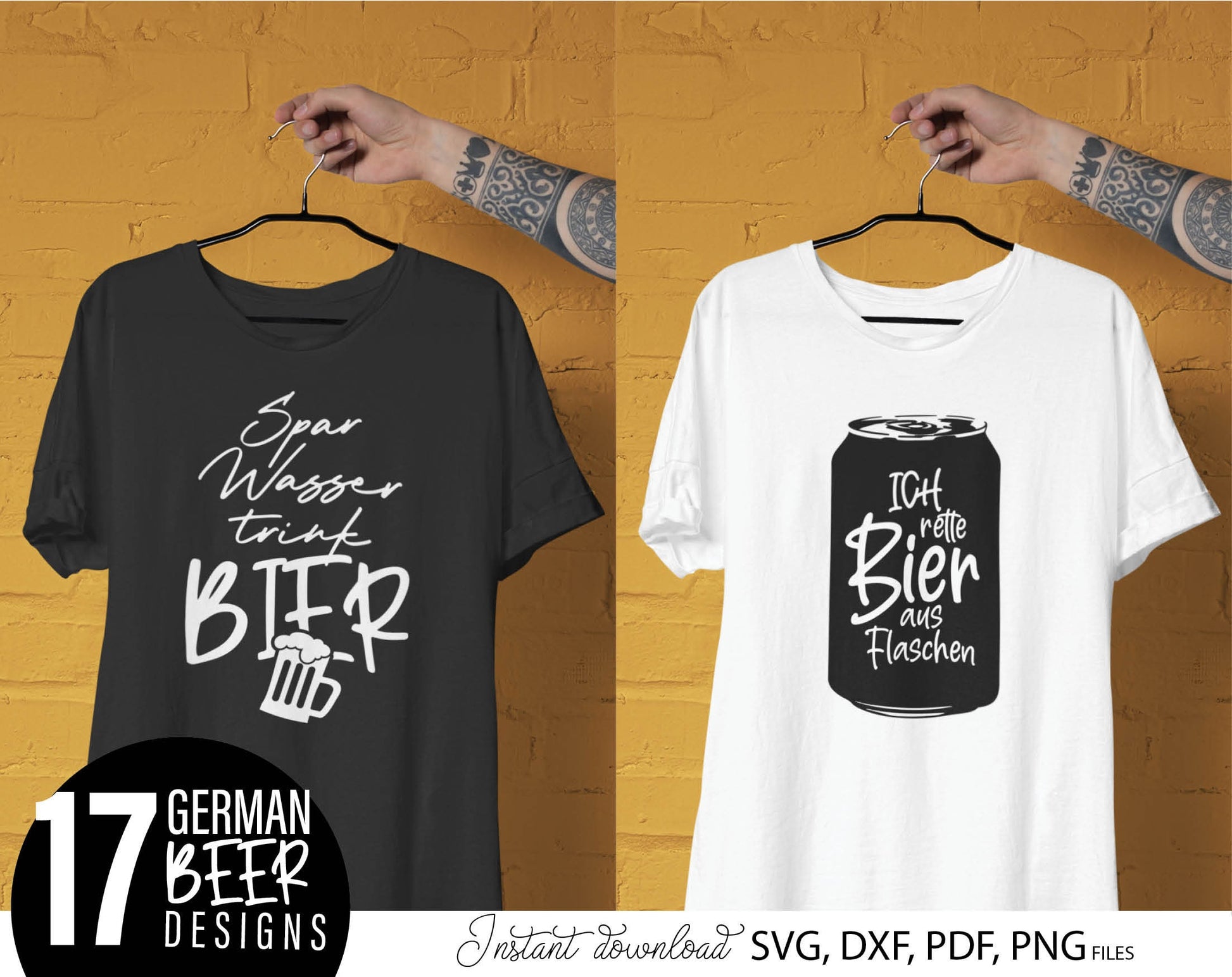 17 German Bier quotes plotter file bundle. SVG, DXF, PDF, PNG files included. Cut from vinyl, use for sublimation or laser cut / grave projects. Compatible with Cricut, Silhouette or other equipment. Buy now for a good price and enjoy!